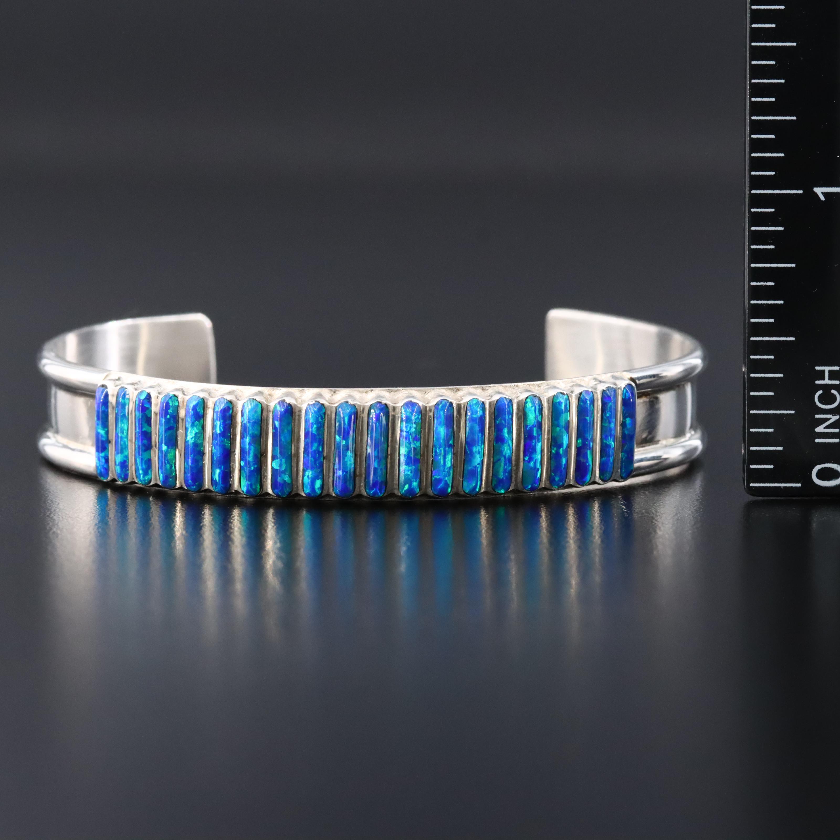 Southwestern Sterling Opal Cuff