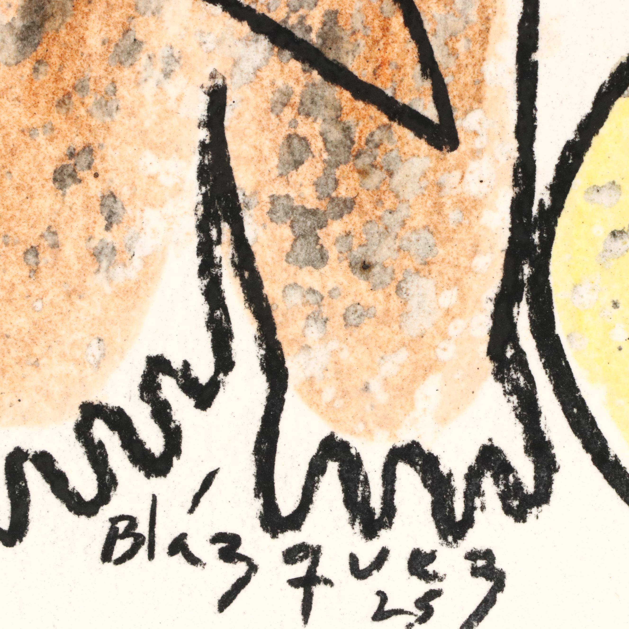 Michel Blázquez Surrealist Mixed Media Painting "Untitled," 2025