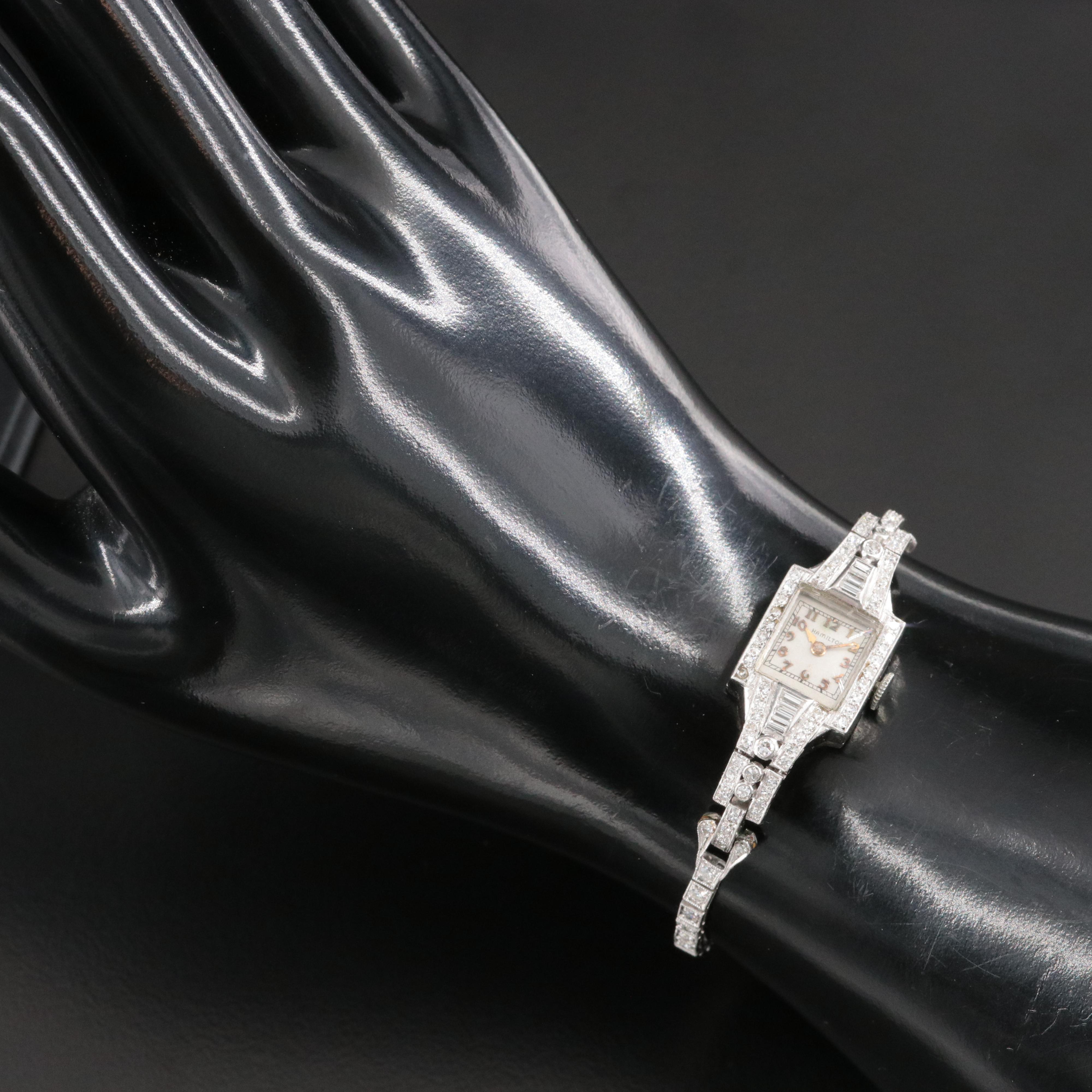 Vintage Hamilton Platinum 1.59ctw. Diamond Watch