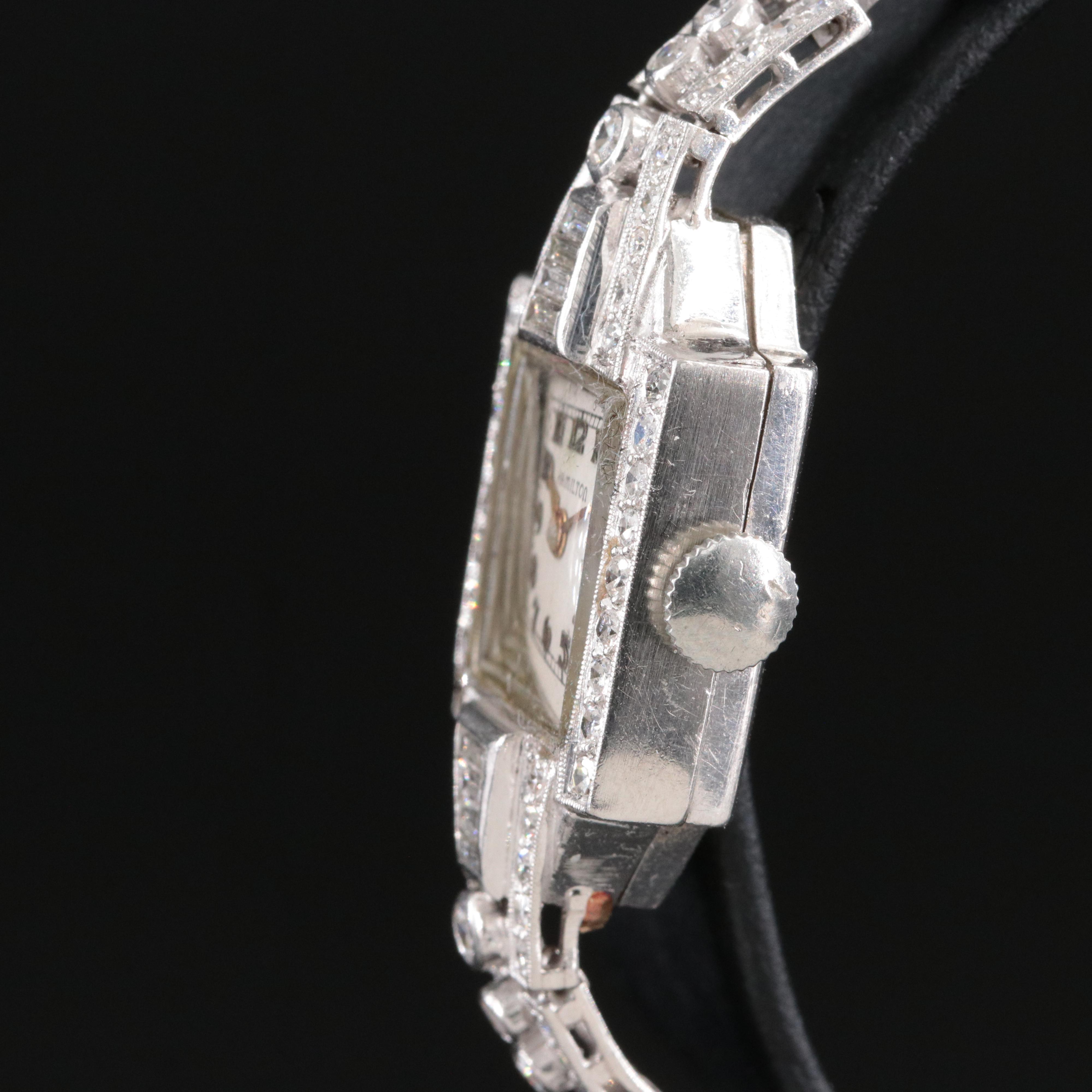Vintage Hamilton Platinum 1.59ctw. Diamond Watch