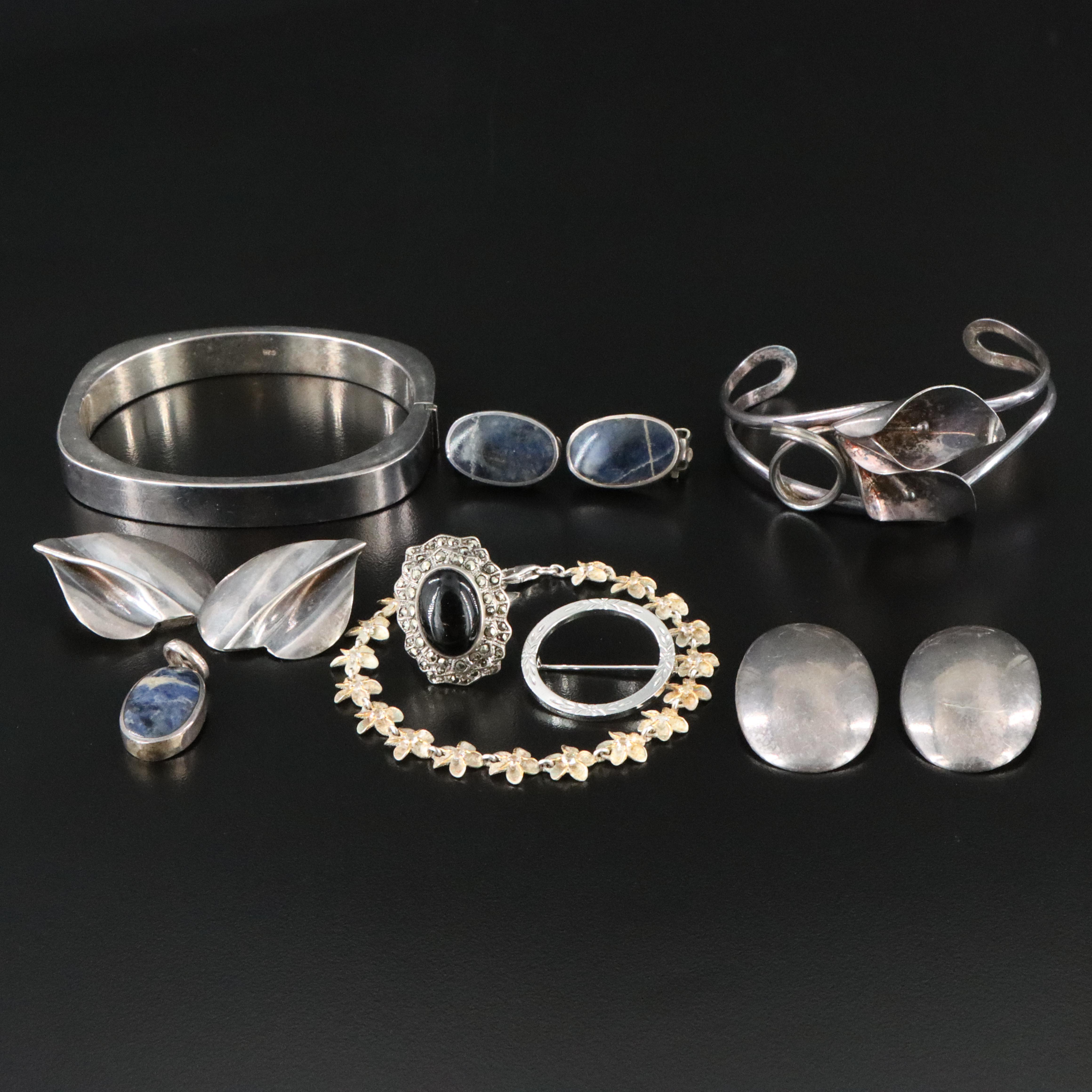 Sterling Jewelry Collection Featuring Sodalite, Black Onyx and Marcasite