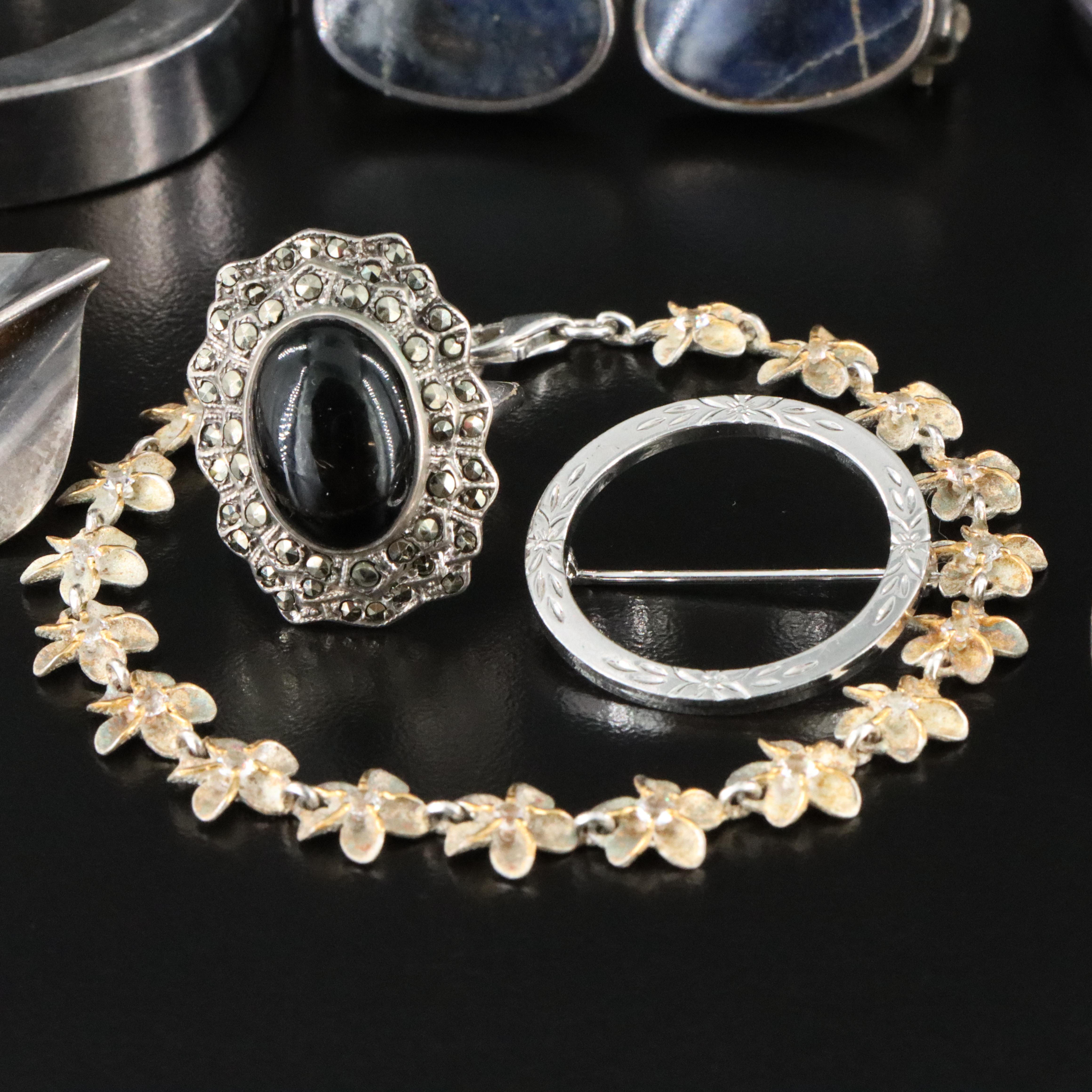 Sterling Jewelry Collection Featuring Sodalite, Black Onyx and Marcasite