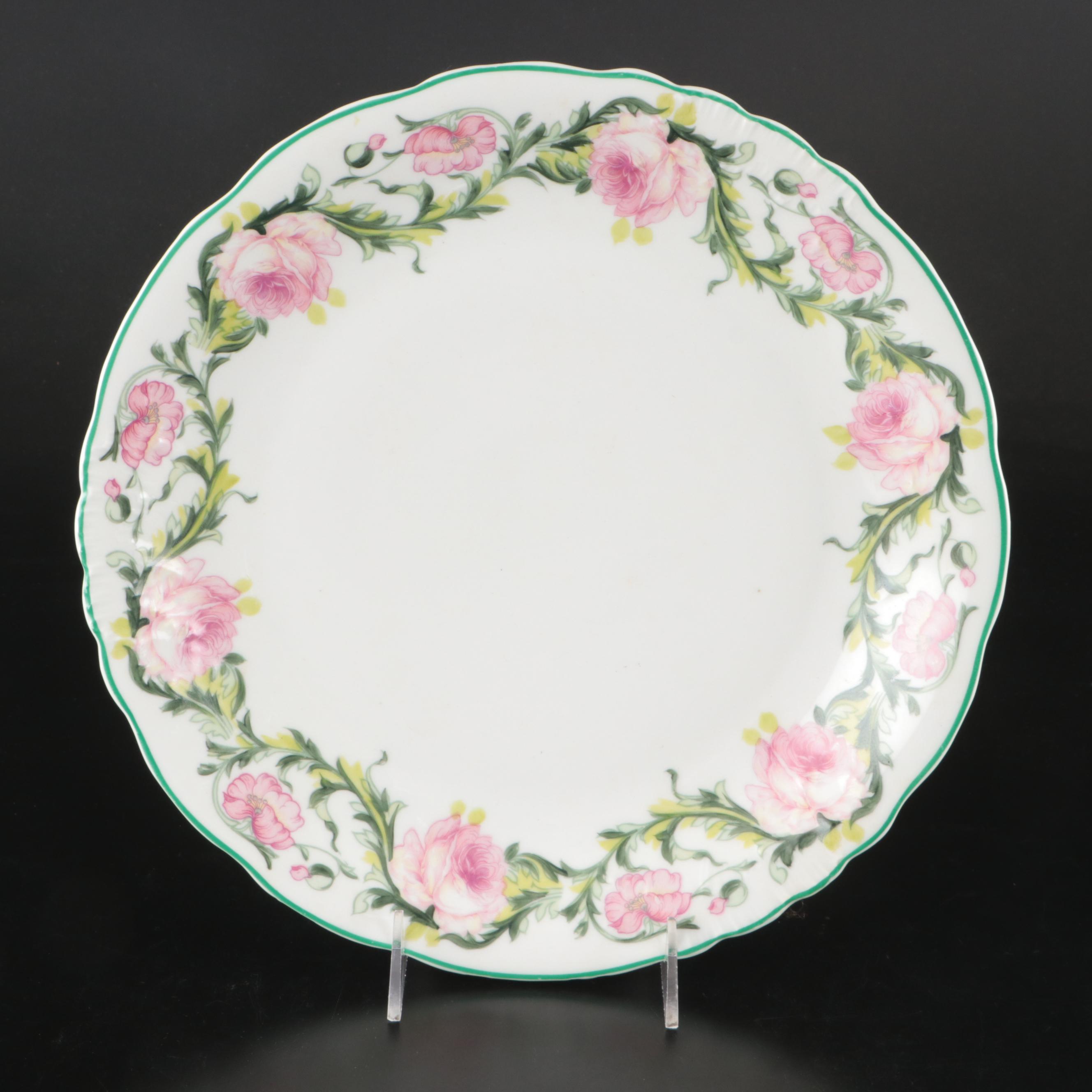 Johnson Bros. "Peach Royal" Porcelain Gravy Boat with Other Floral Tableware