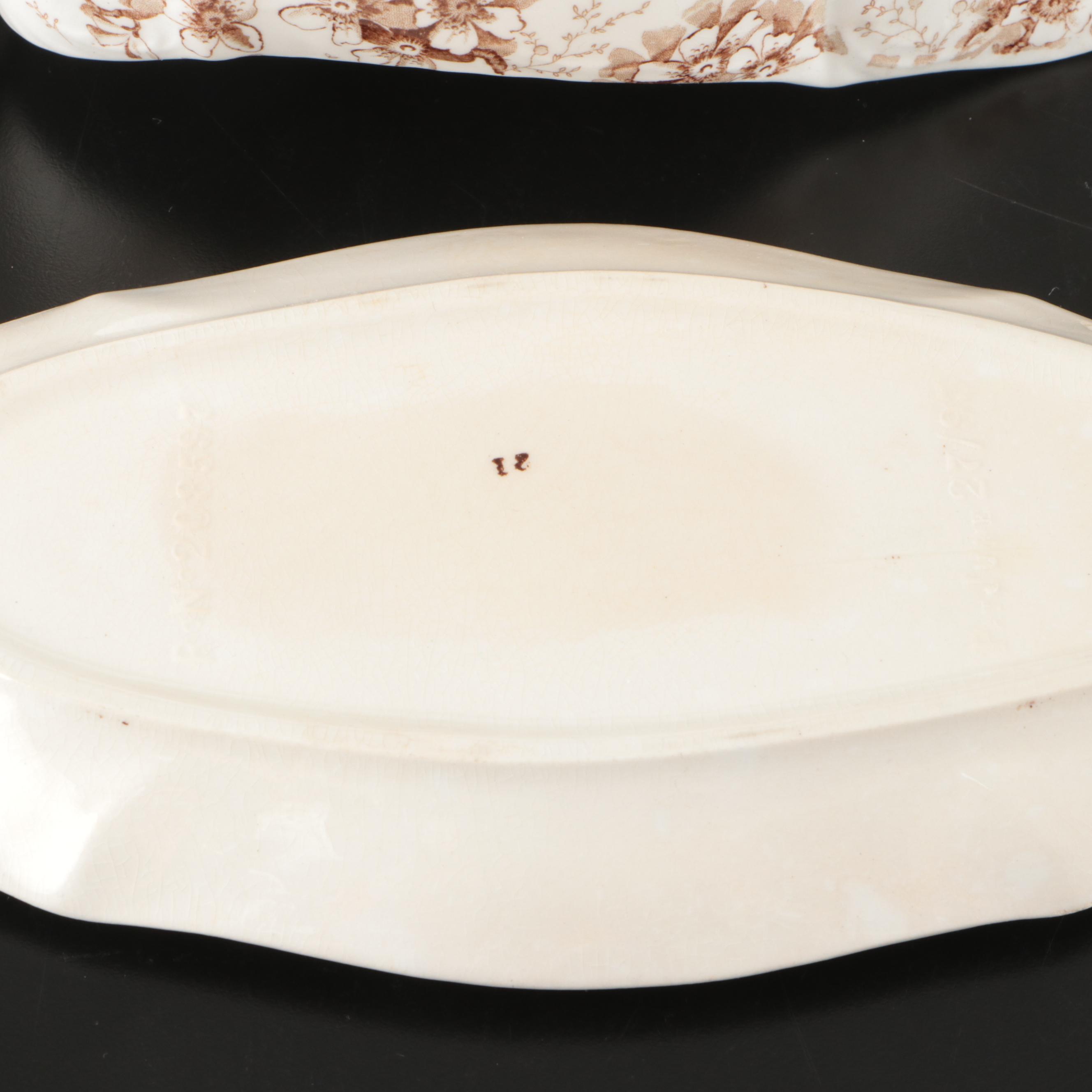 Johnson Bros. "Peach Royal" Porcelain Gravy Boat with Other Floral Tableware