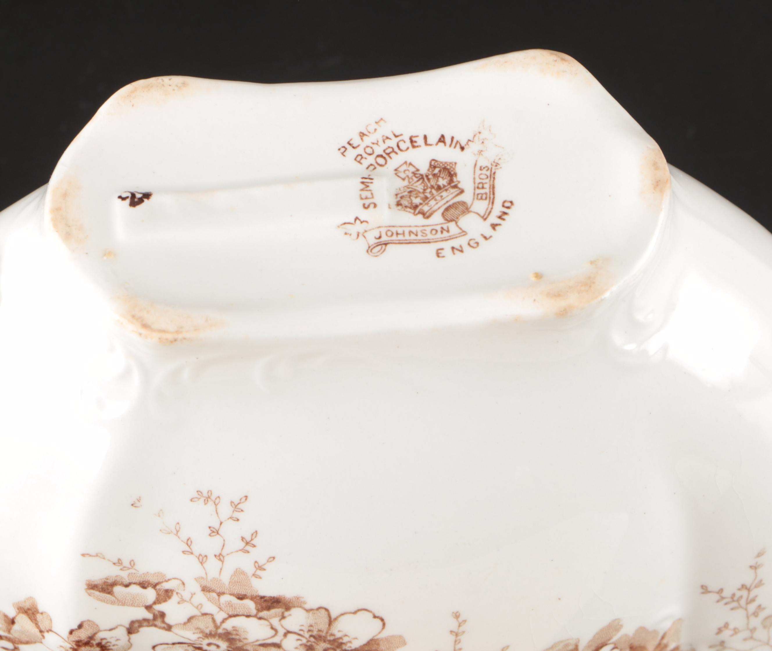 Johnson Bros. "Peach Royal" Porcelain Gravy Boat with Other Floral Tableware