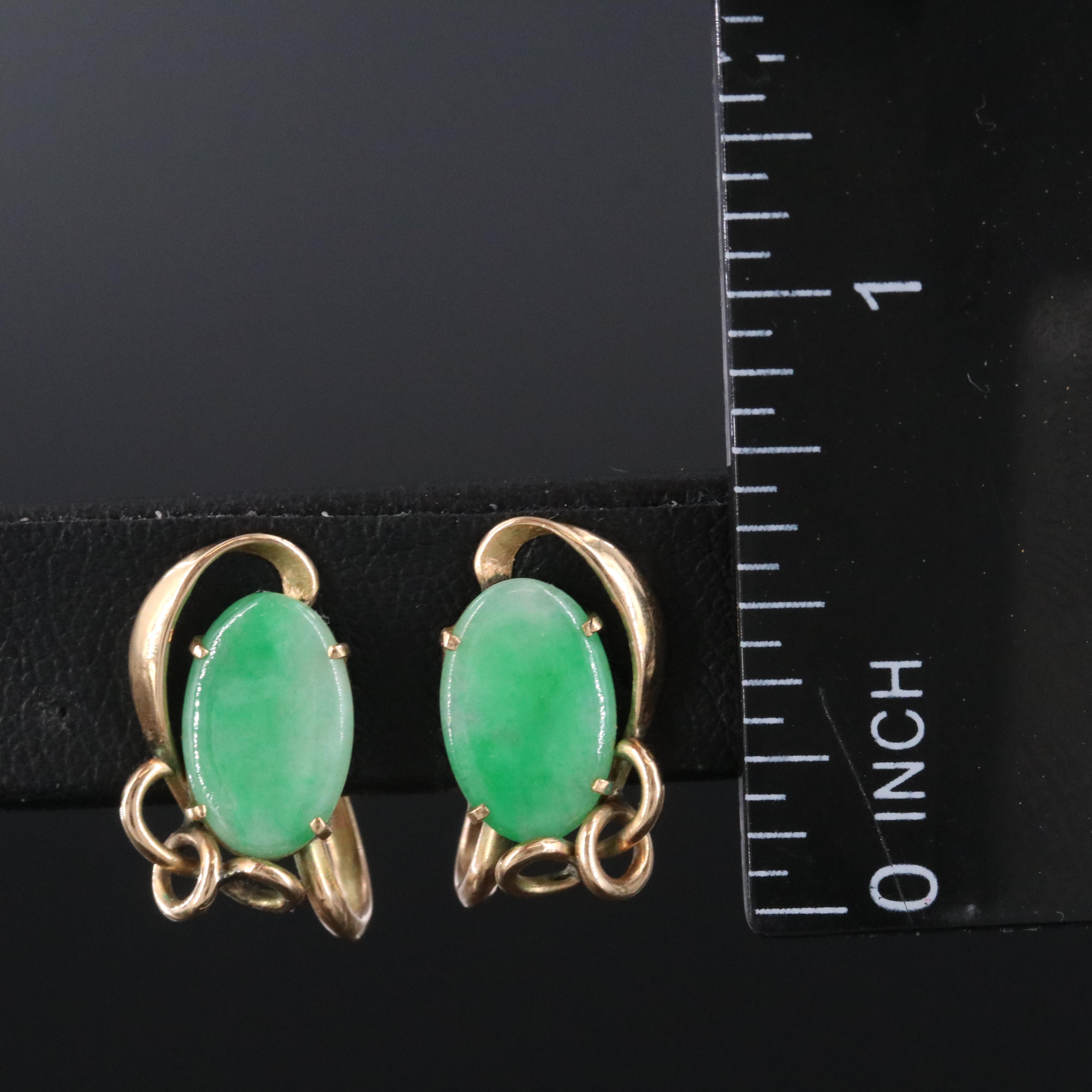 14K Vintage Jadeite Earrings