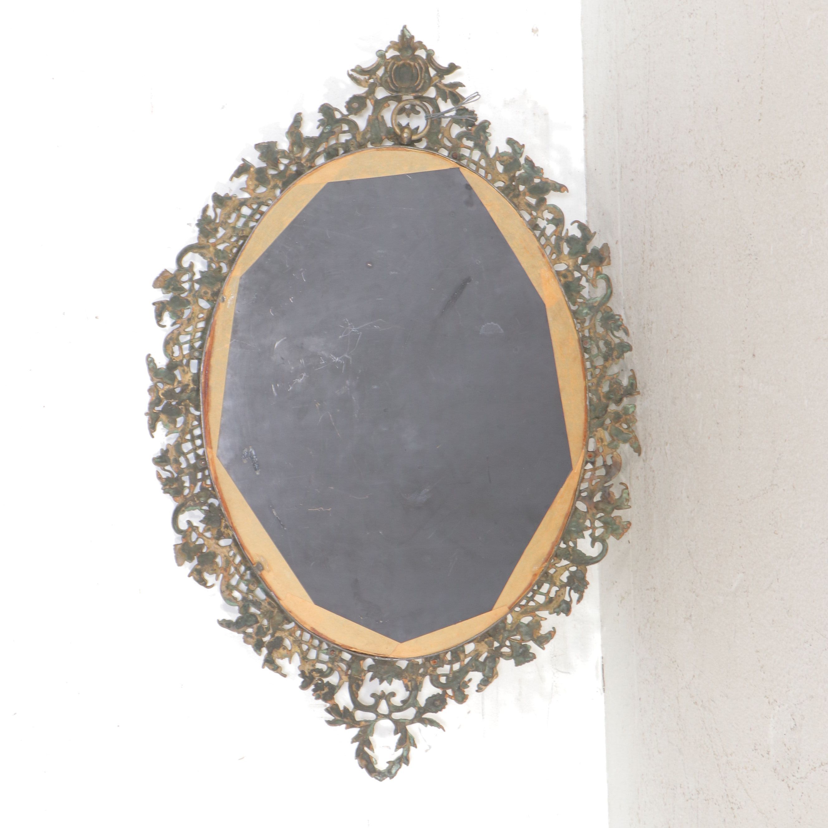 Rococo Style Ornate Gilt Brass Oval Mirror