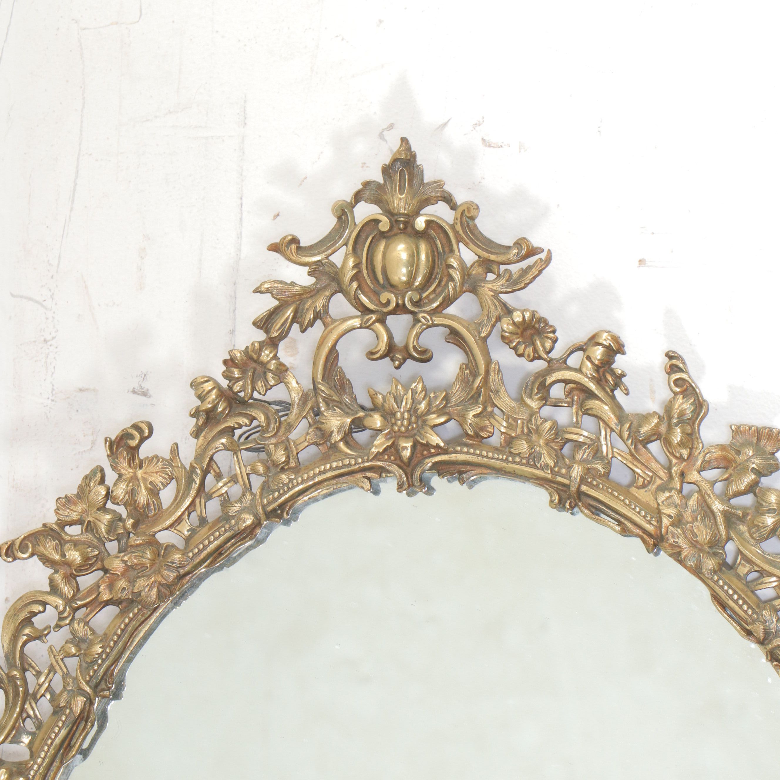 Rococo Style Ornate Gilt Brass Oval Mirror