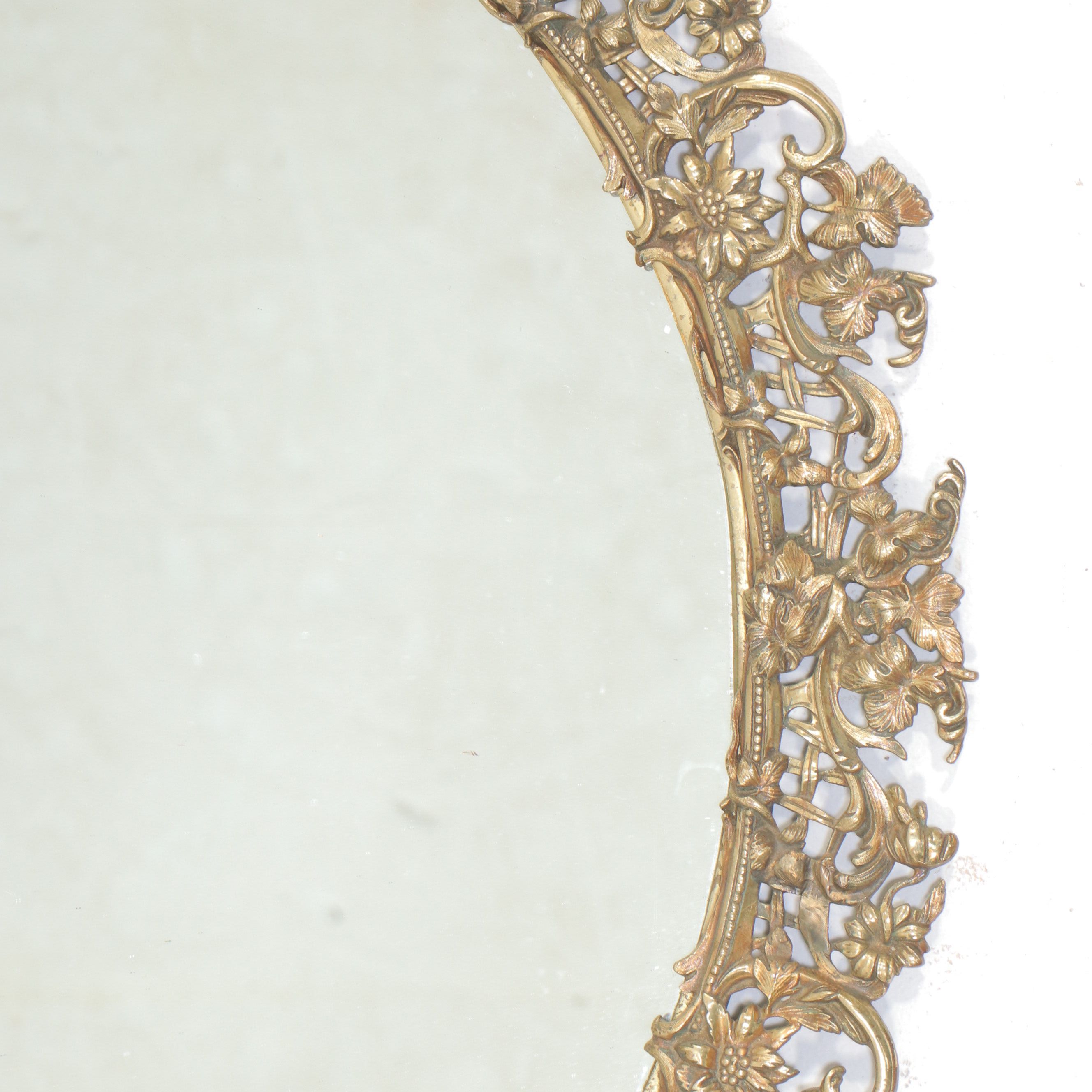 Rococo Style Ornate Gilt Brass Oval Mirror