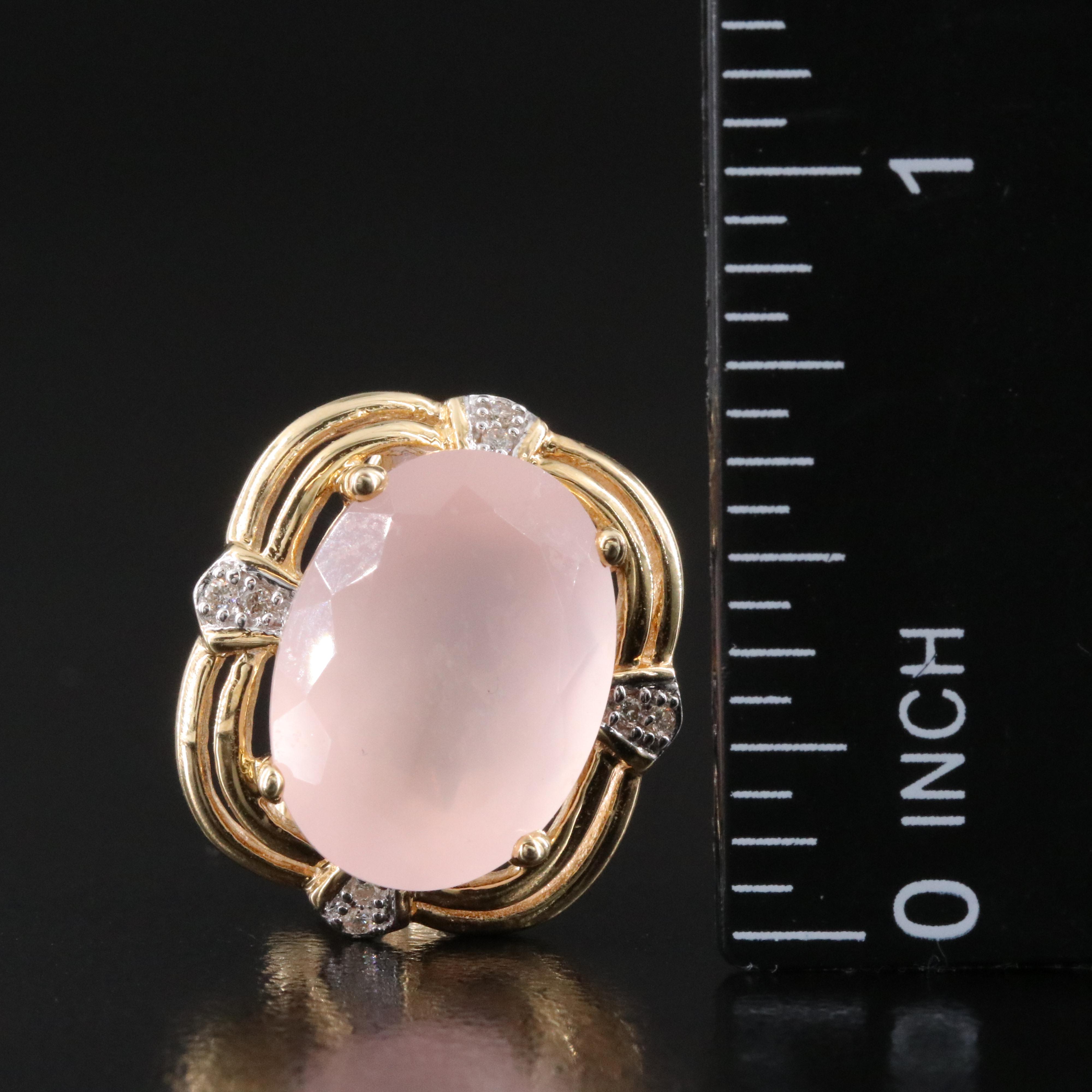 14K Rose Quartz and Diamond Earrings