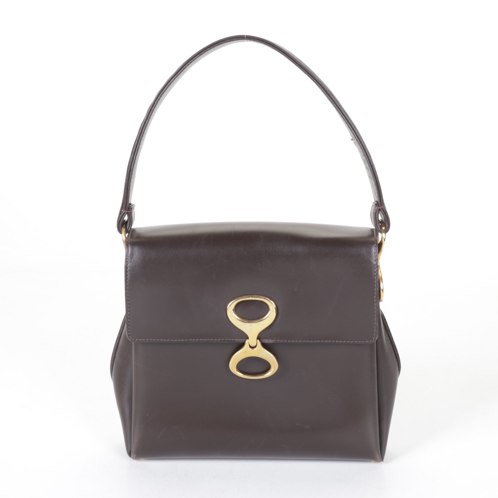 Brown Leather Handbag with Black Leather Cross-Body Messenger Bag