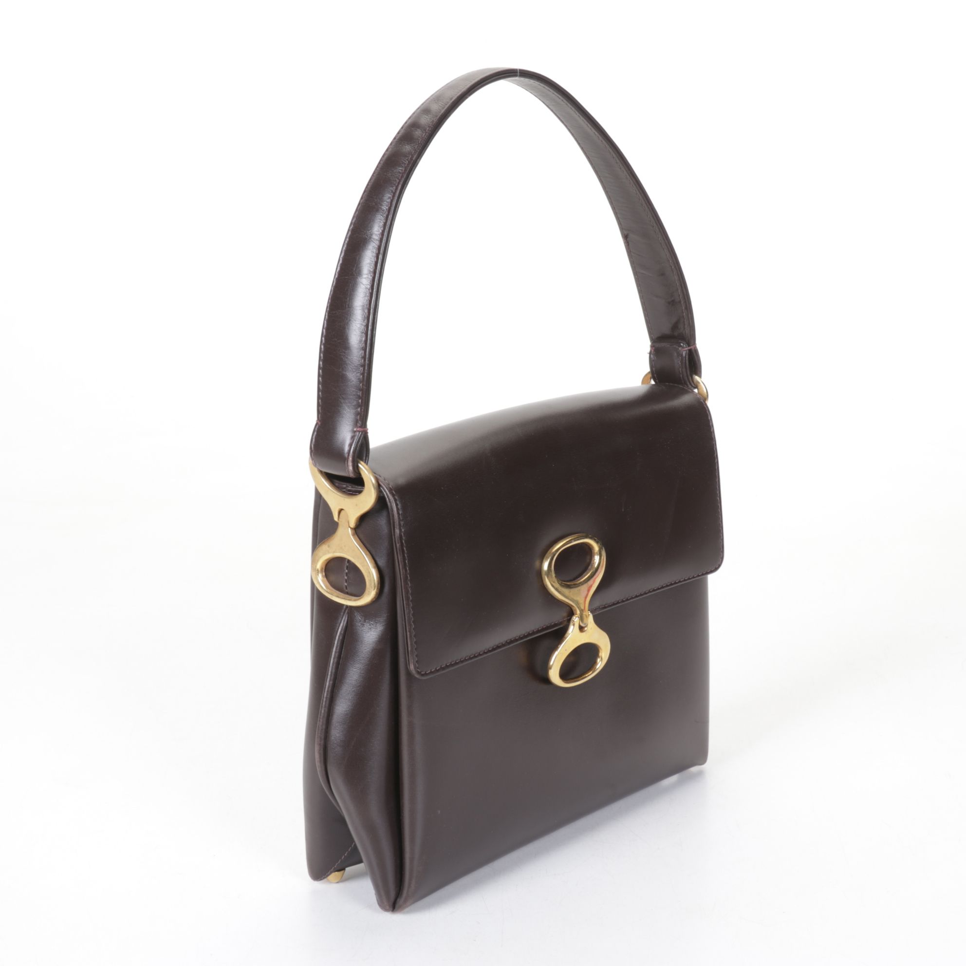 Brown Leather Handbag with Black Leather Cross-Body Messenger Bag