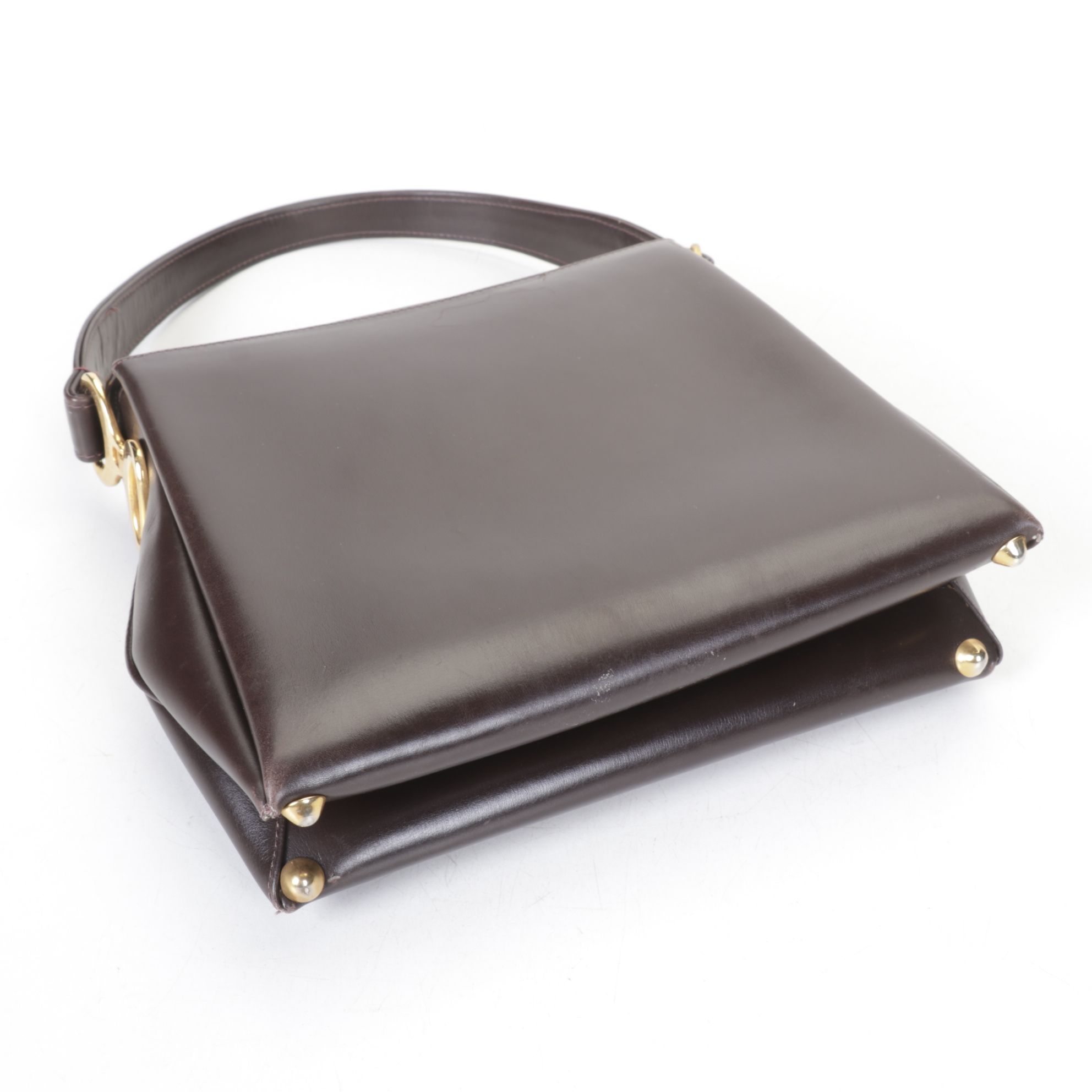 Brown Leather Handbag with Black Leather Cross-Body Messenger Bag