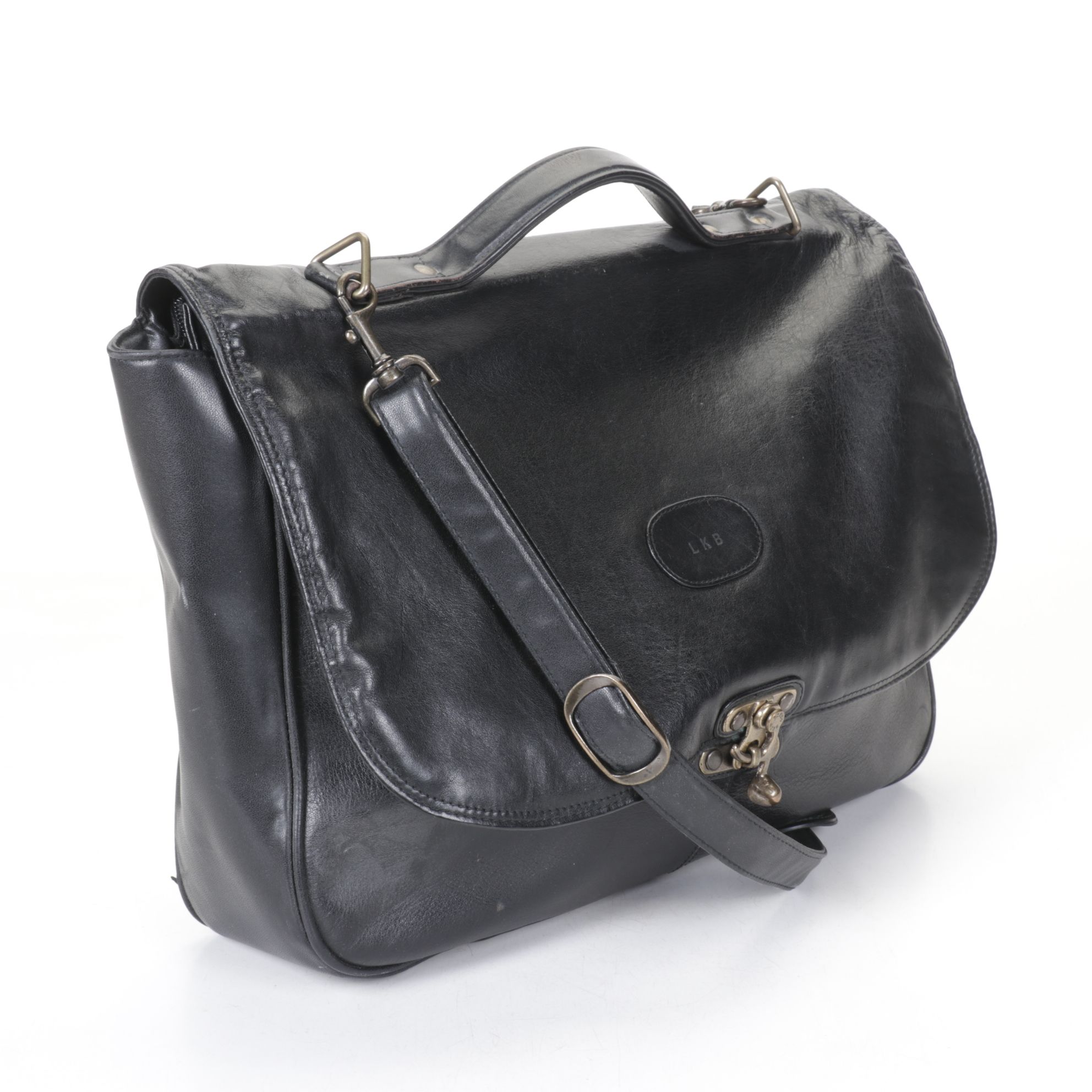 Brown Leather Handbag with Black Leather Cross-Body Messenger Bag