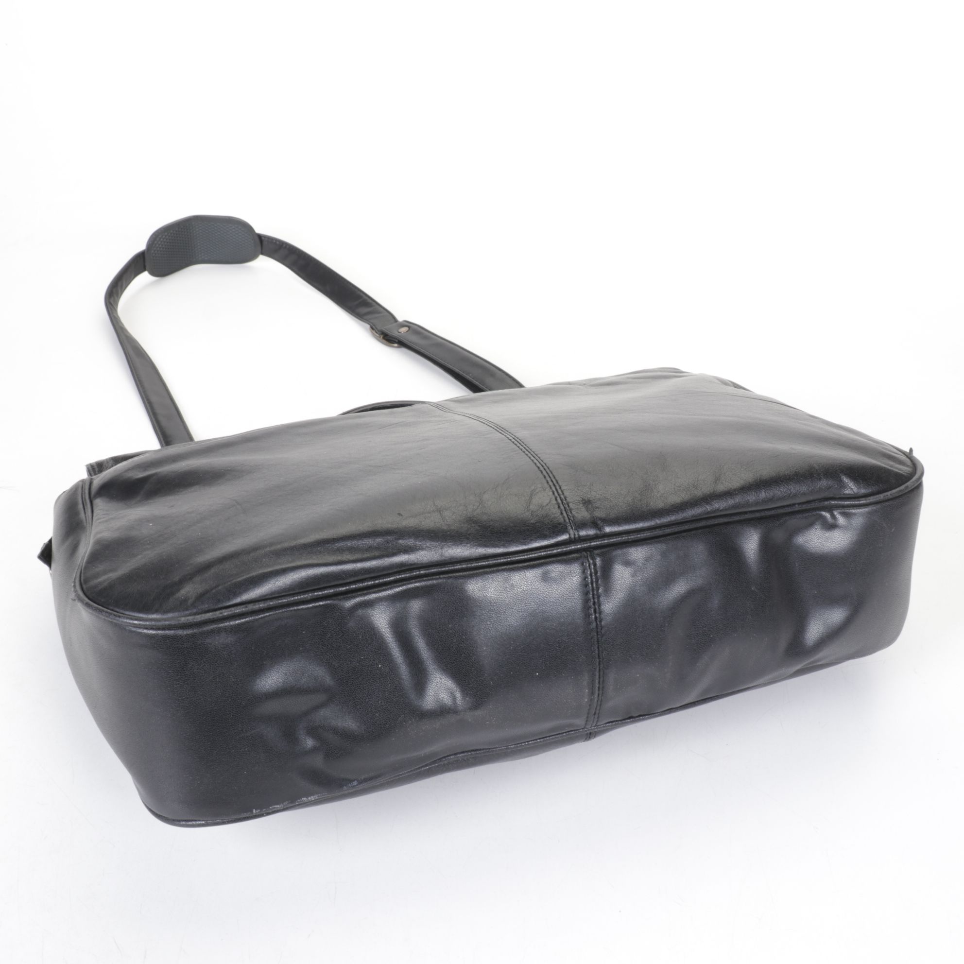 Brown Leather Handbag with Black Leather Cross-Body Messenger Bag