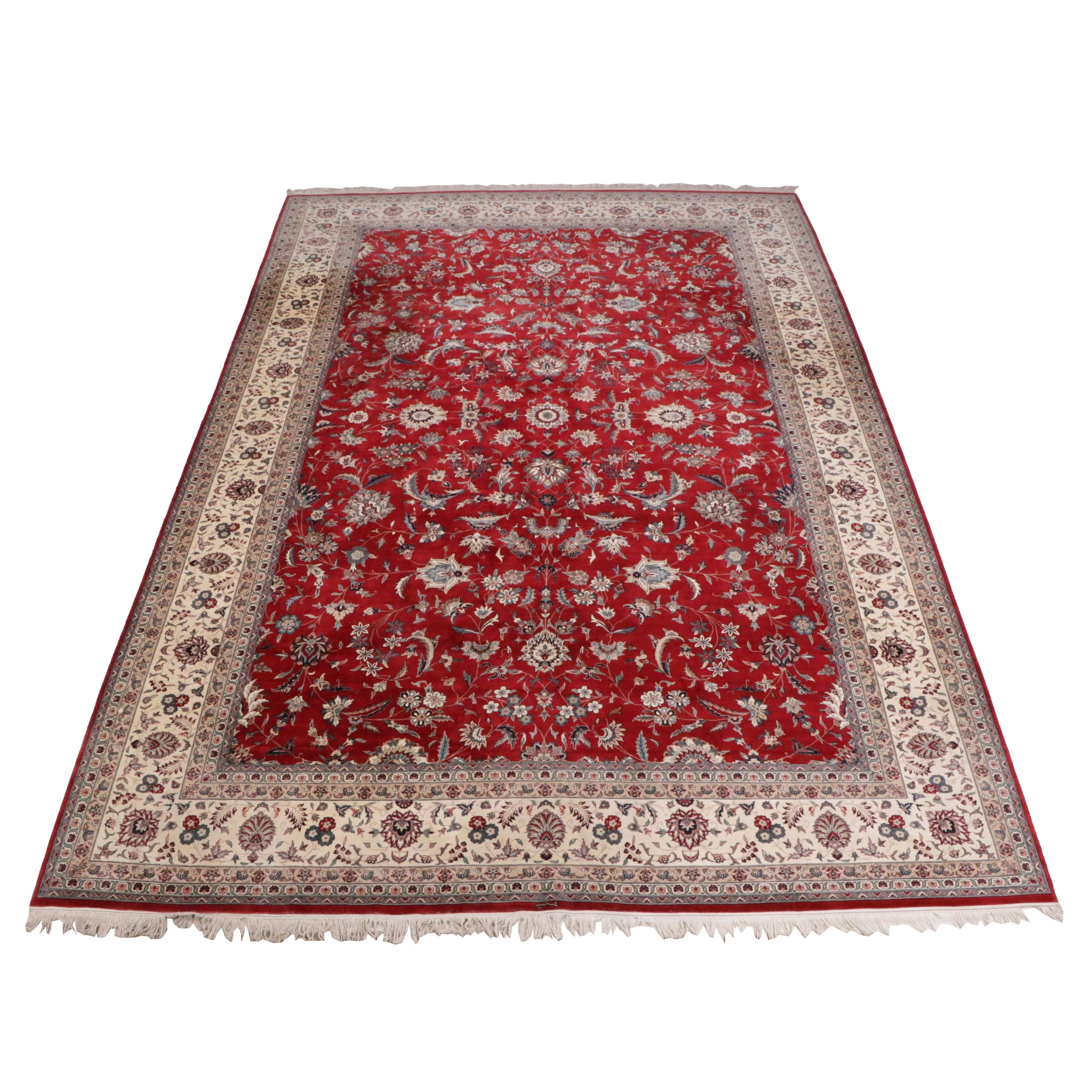 12'2 x 19'2 Hand-Knotted Signed Persian Tabriz Room Sized Rug
