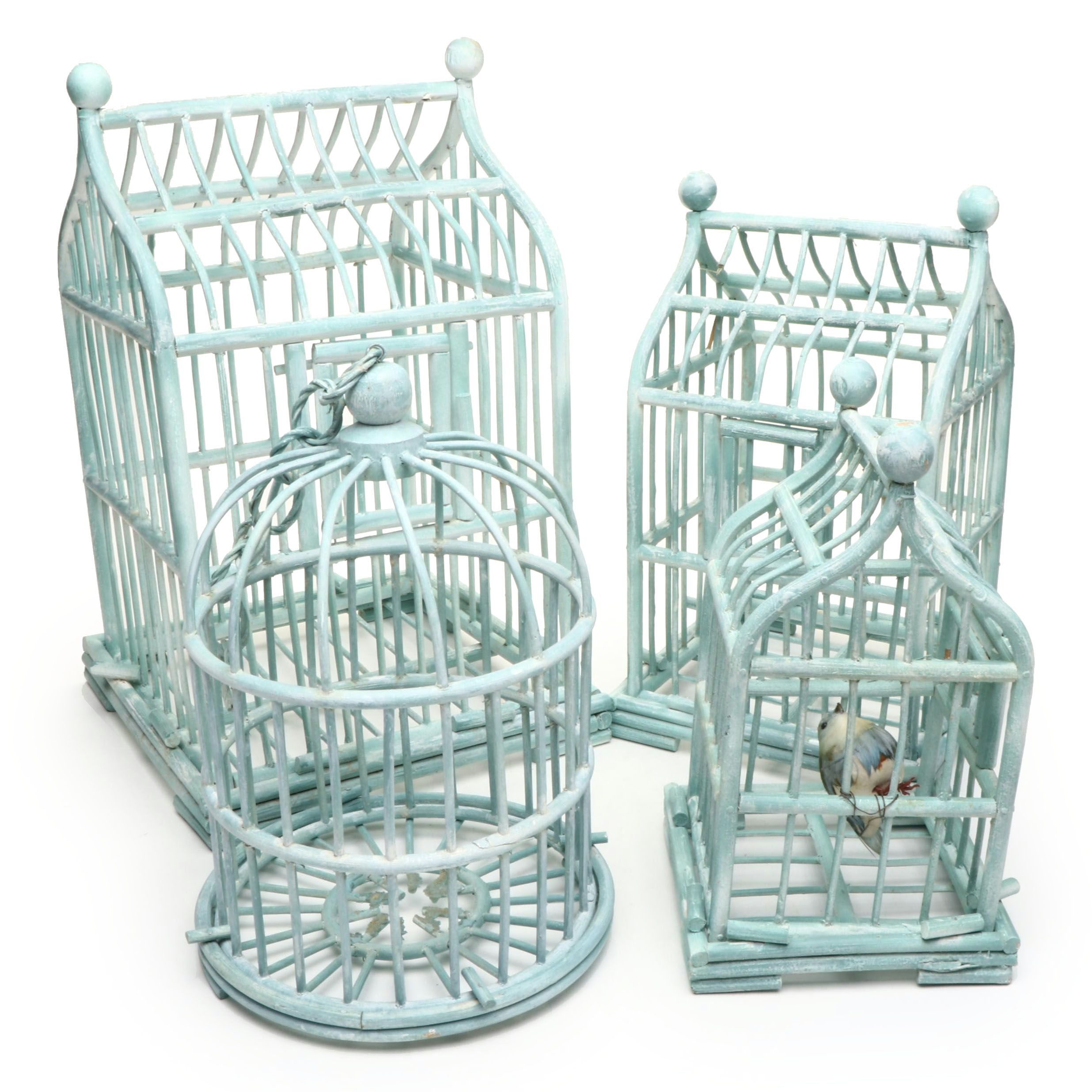 Turquoise Painted Decorative Bird Cages