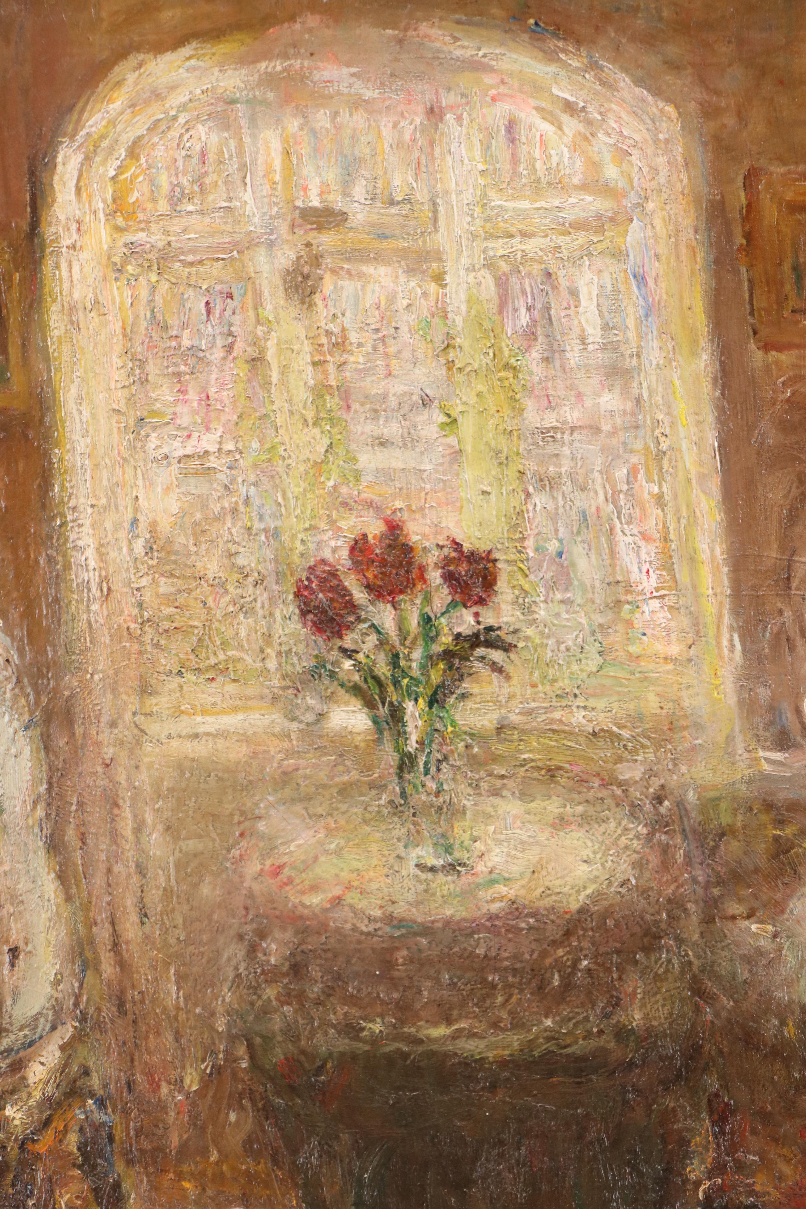 Grethe Faber Oil Painting of Interior Scene with Woman on the Piano, 1935