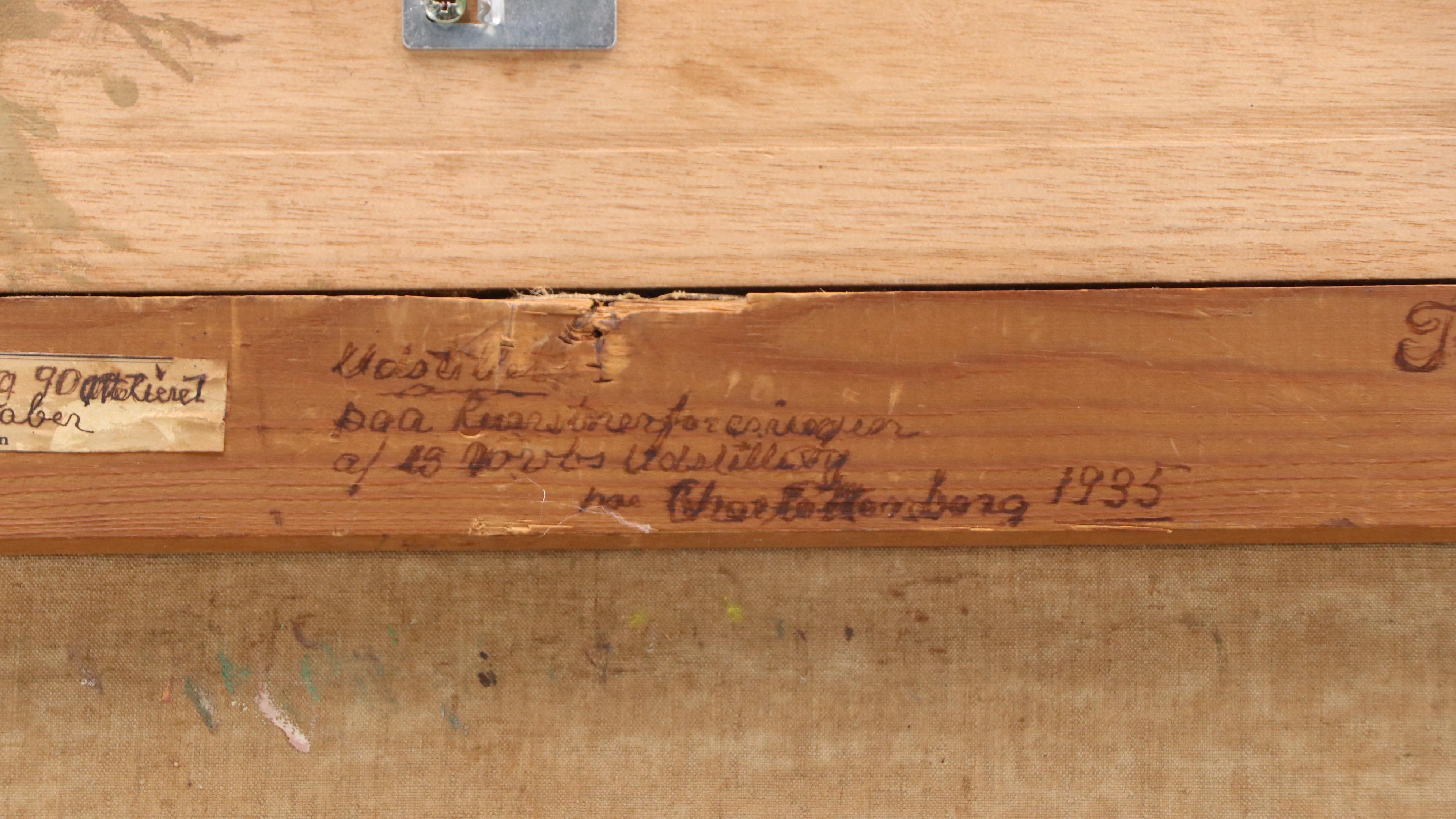 Grethe Faber Oil Painting of Interior Scene with Woman on the Piano, 1935