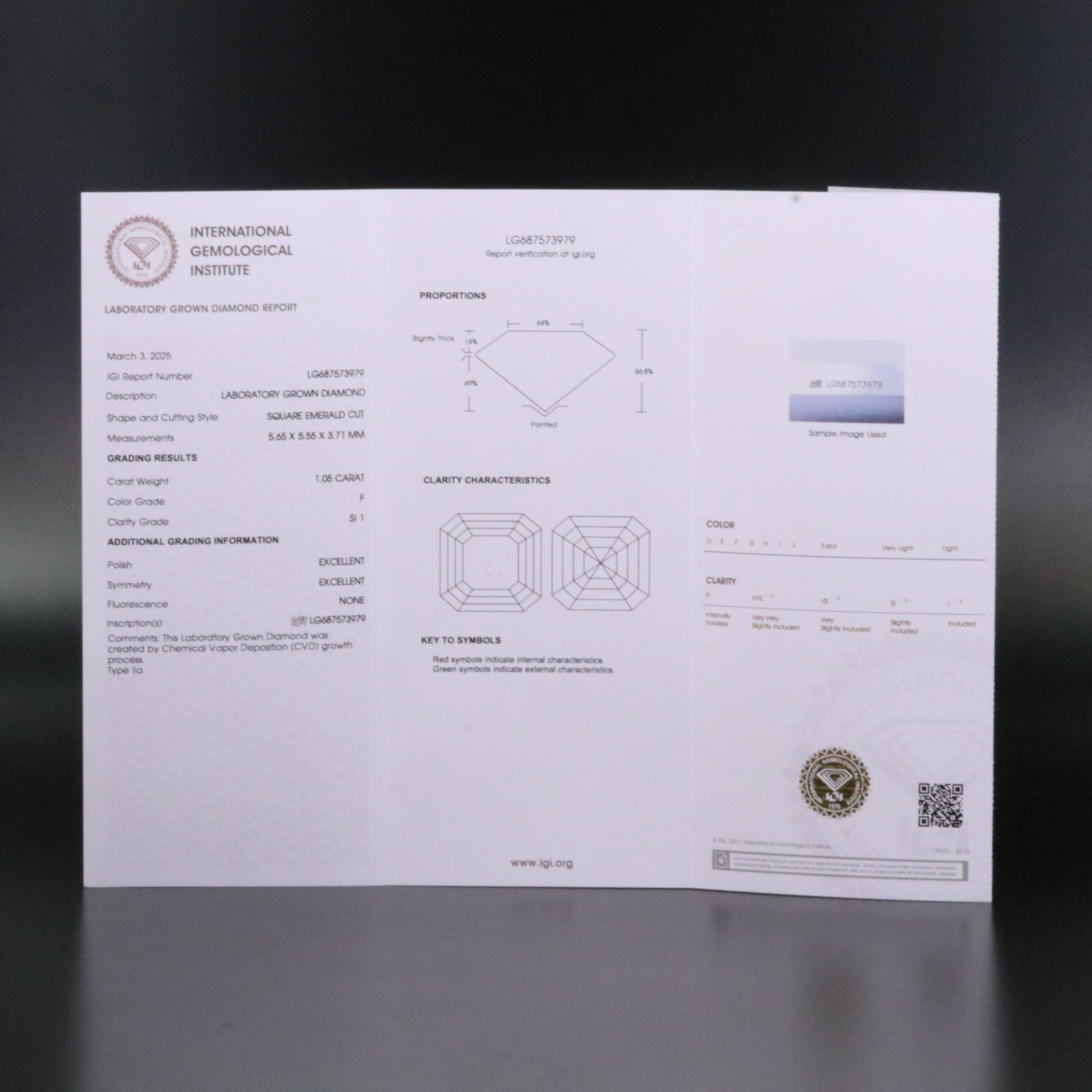 Loose 1.05 CT Lab Grown Diamond with IGI Report