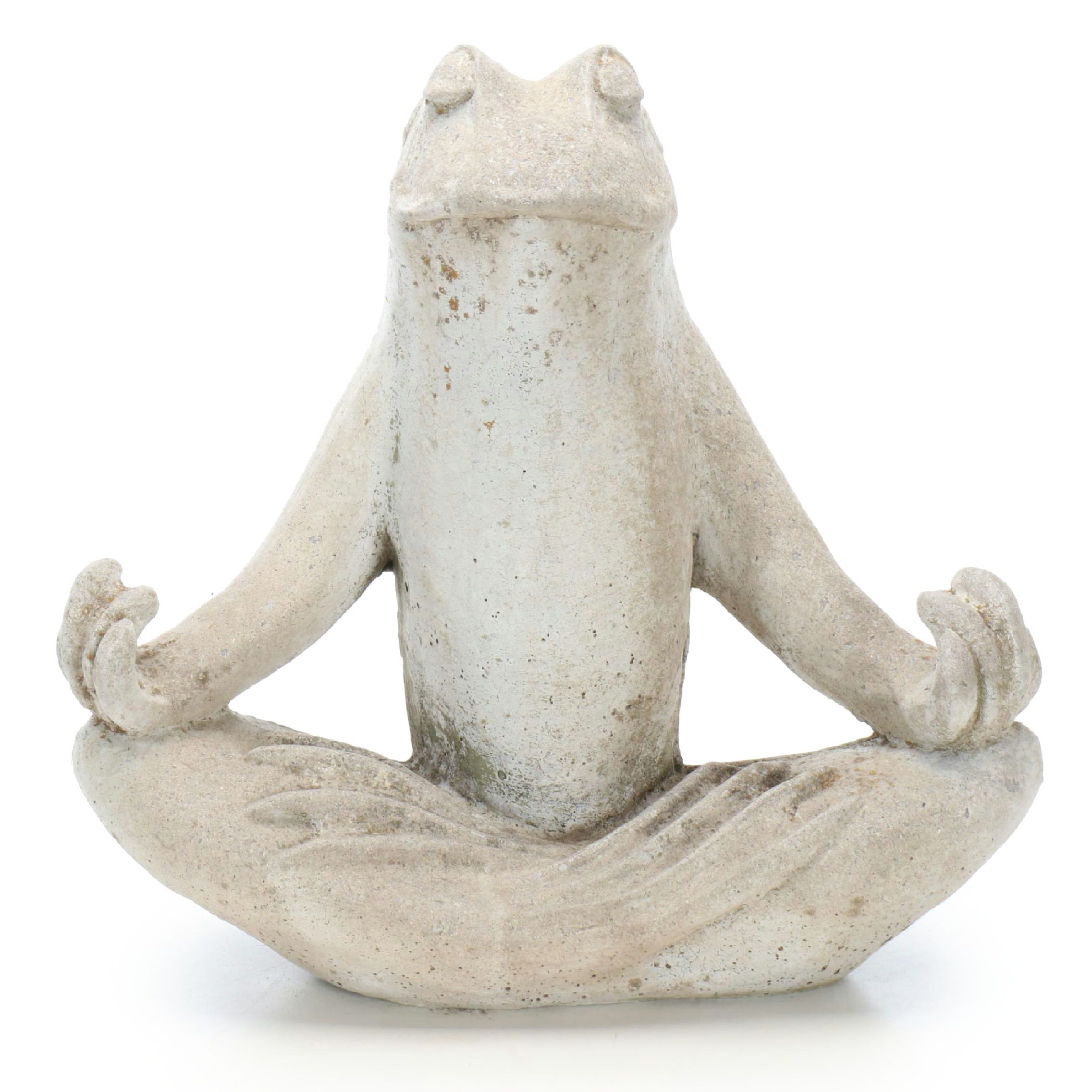 Meditating Frog Cast Stone Garden Statue