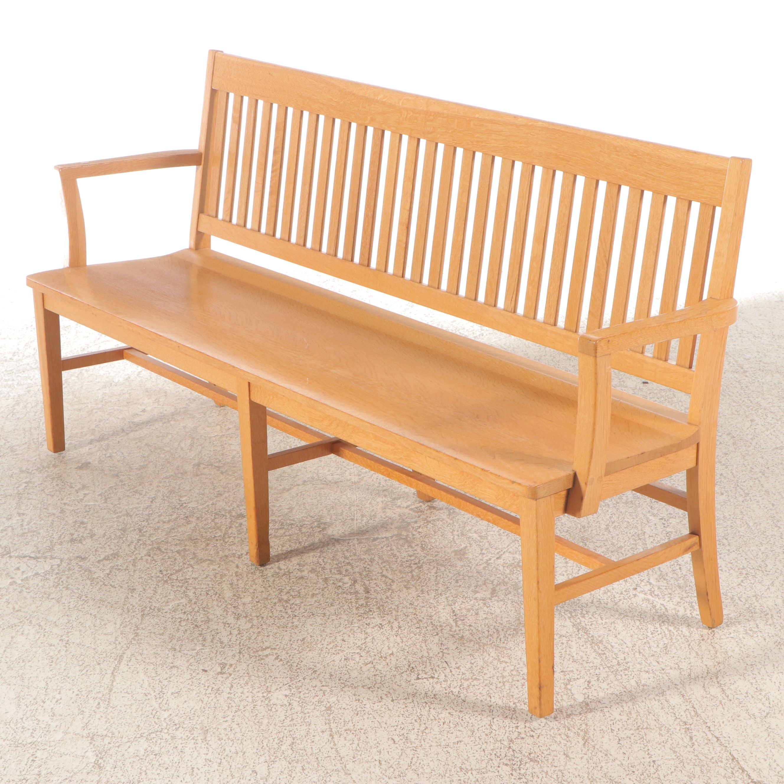 W. H. Gunlocke Chair Co. Arts & Crafts Style Oak Lawyer's Bench