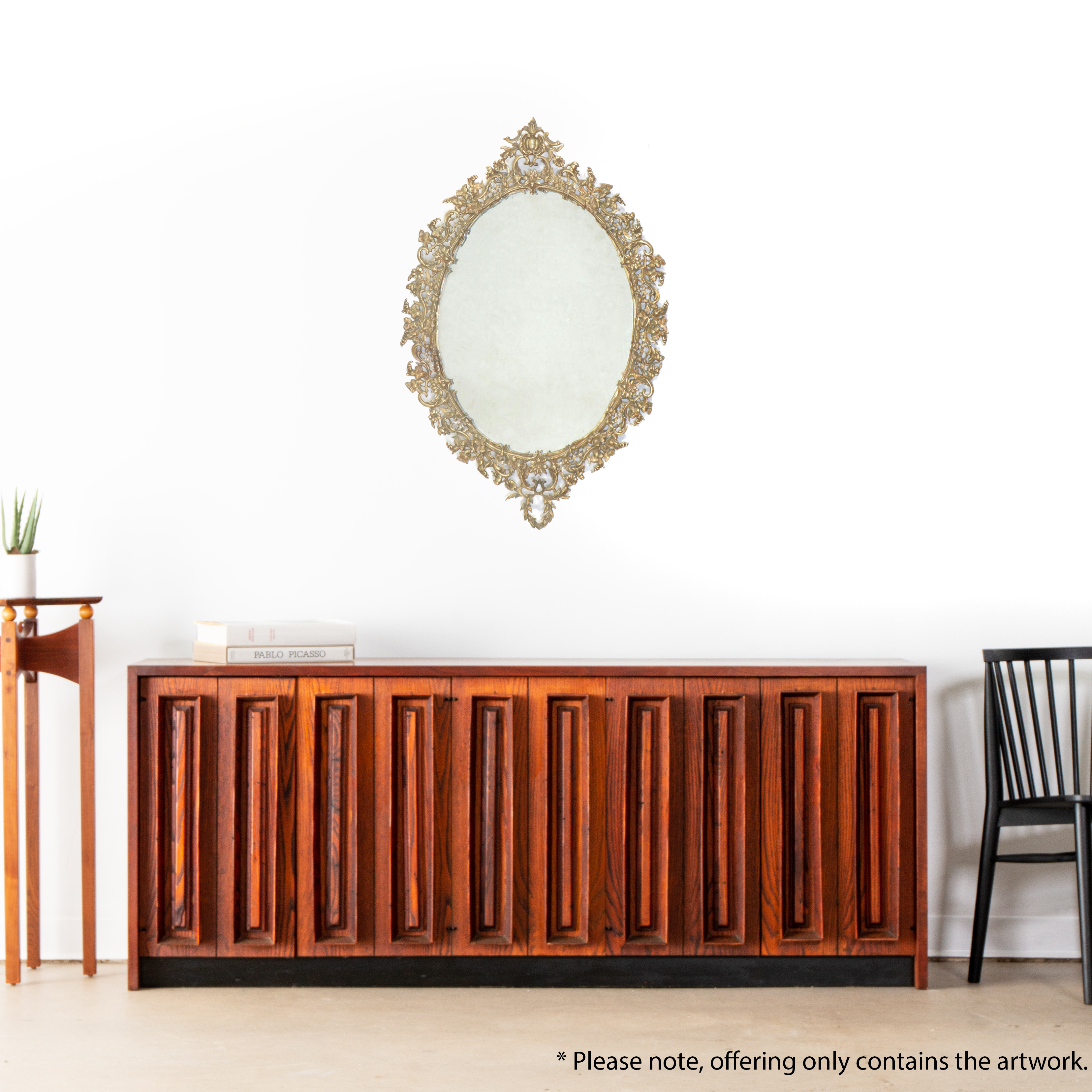 Rococo Style Ornate Gilt Brass Oval Mirror