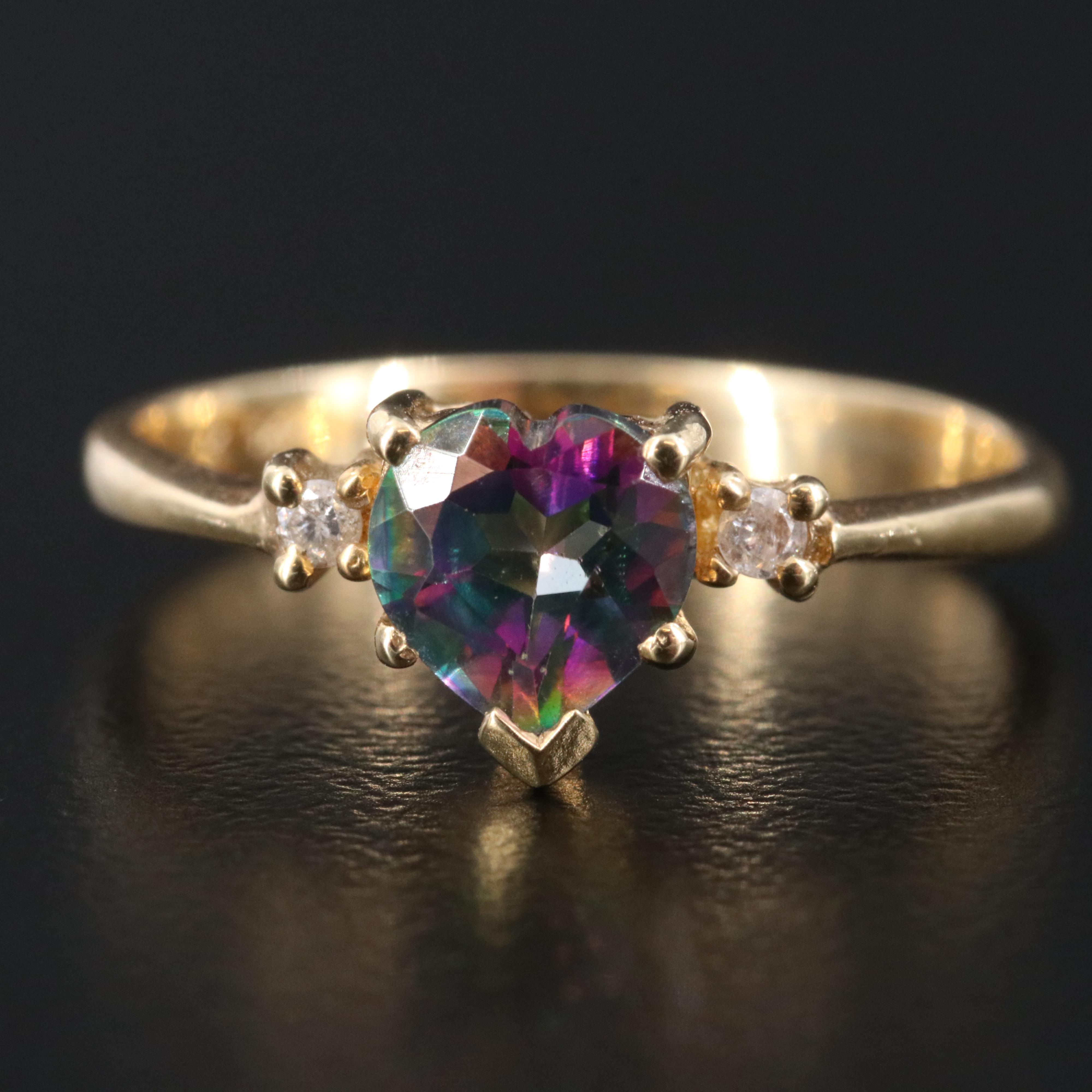 14K Mystic Topaz and Diamond Ring