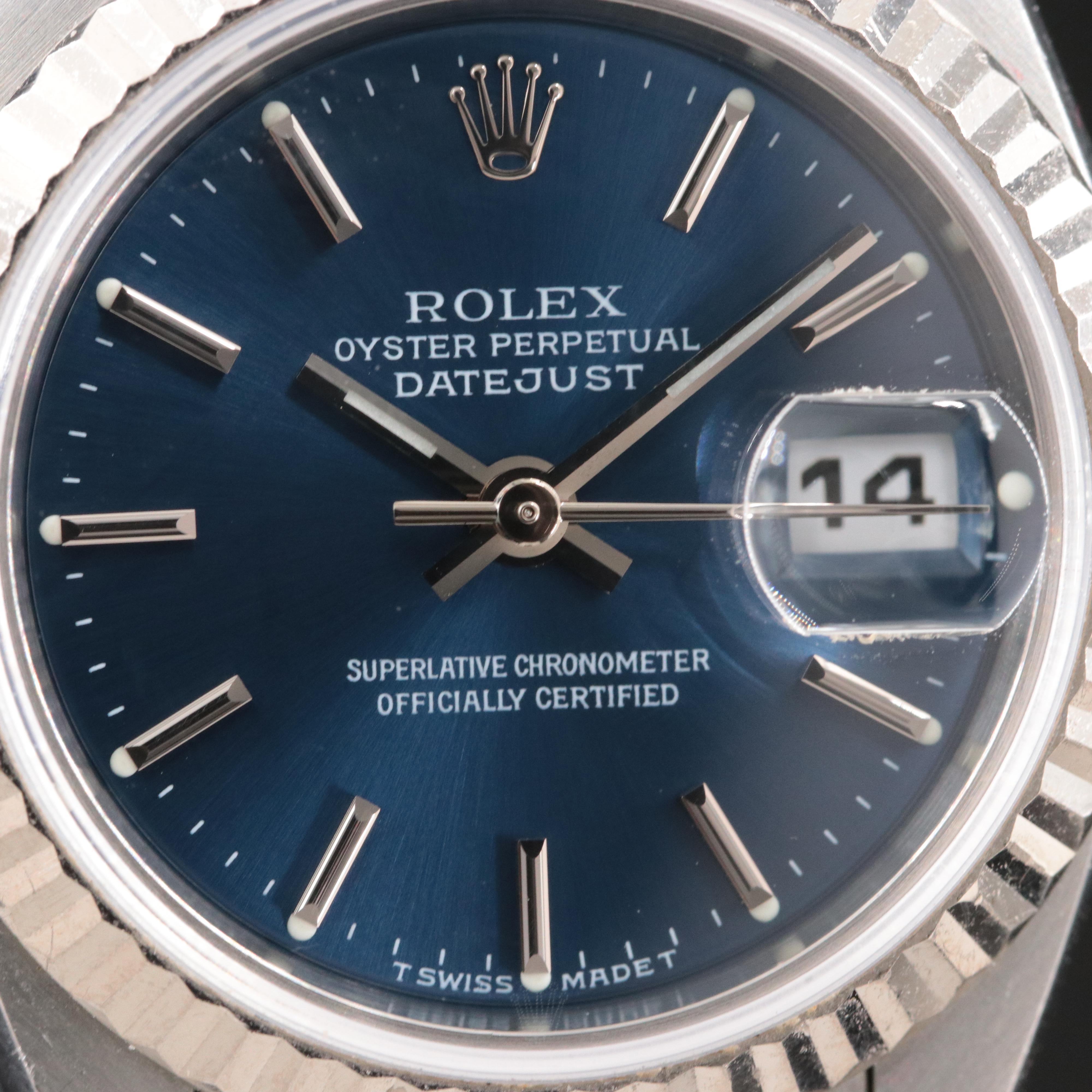 2002 Rolex 18K and Steelinox Blue Dial Datejust Watch