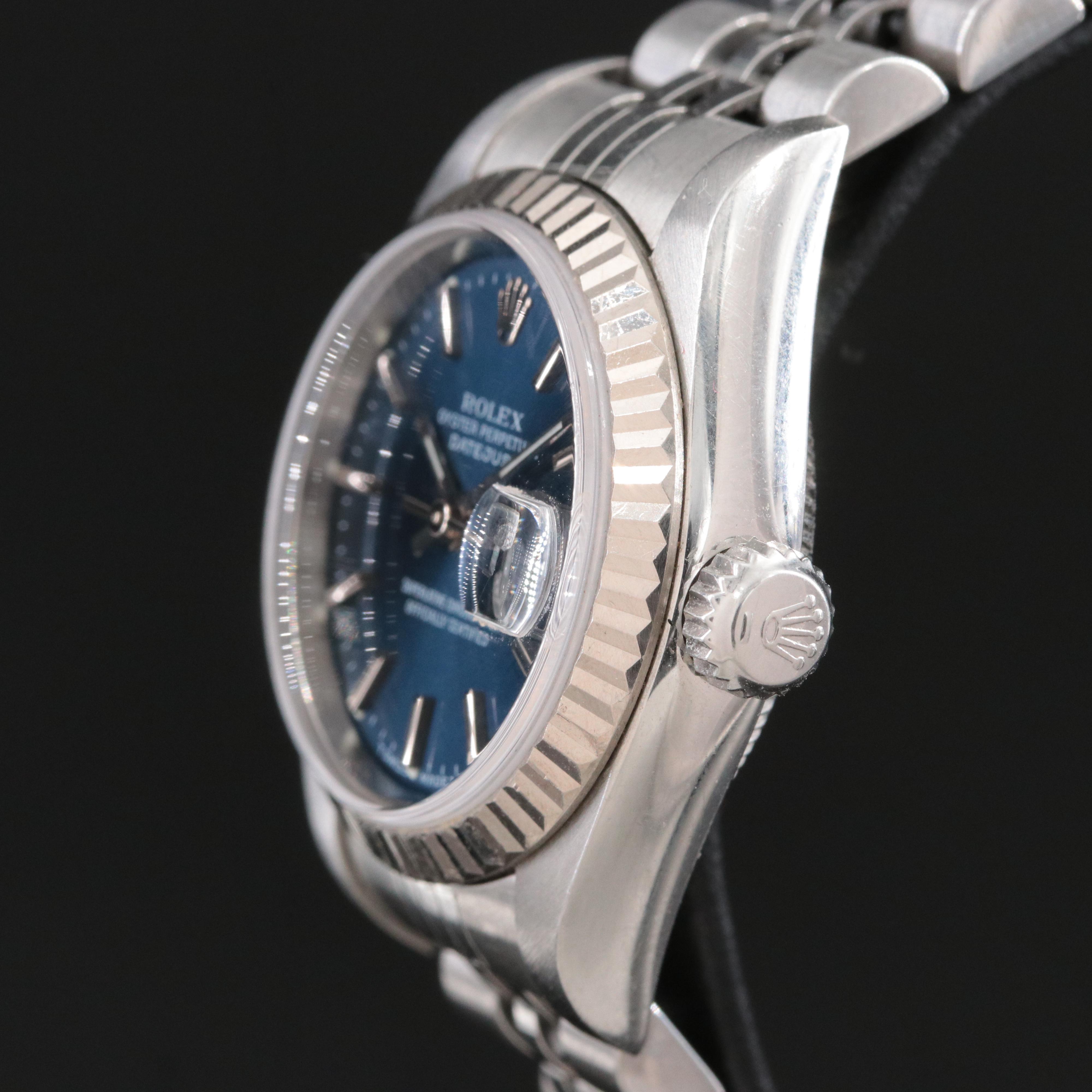 2002 Rolex 18K and Steelinox Blue Dial Datejust Watch