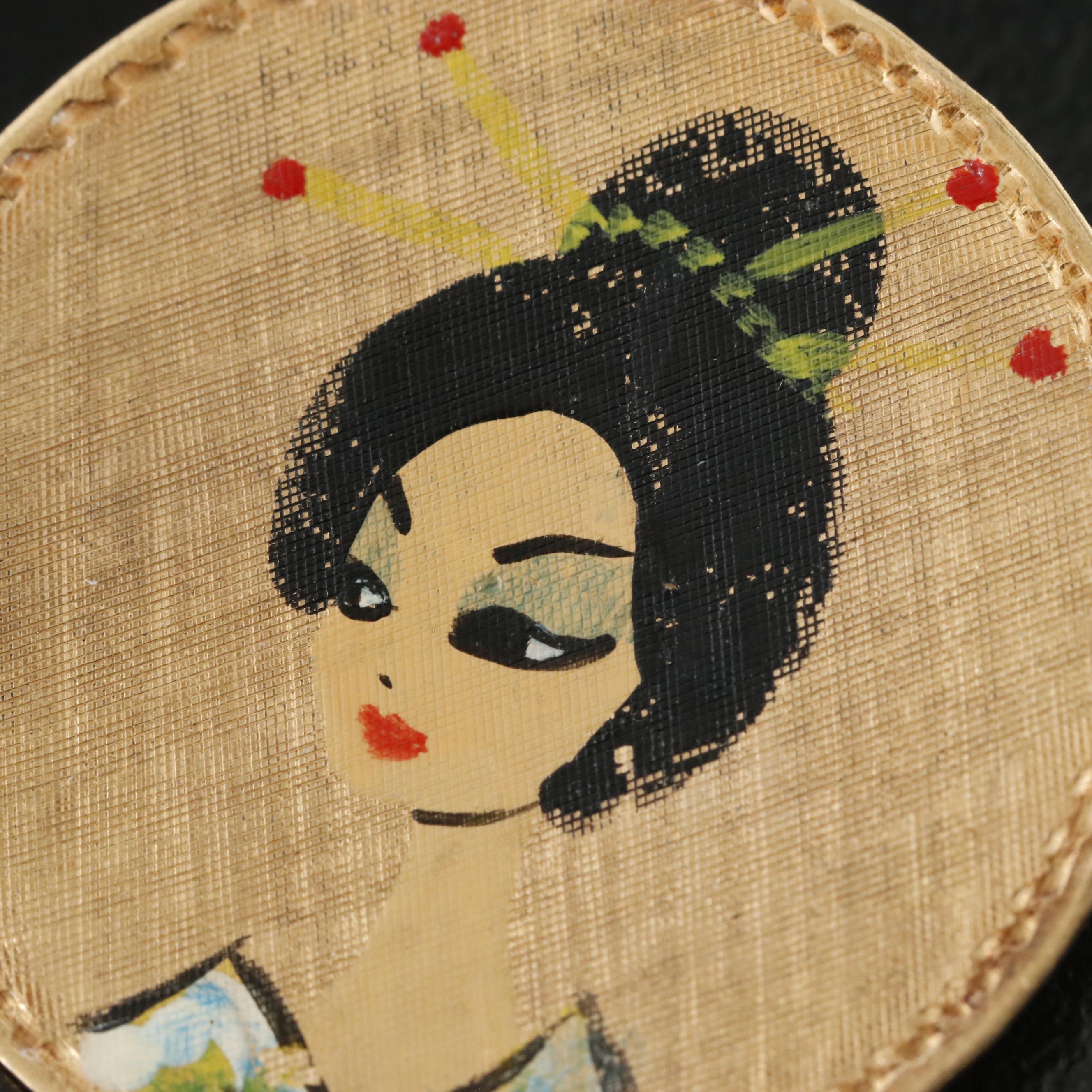 Vintage Italian 18K Hand Painted Portrait Brooch