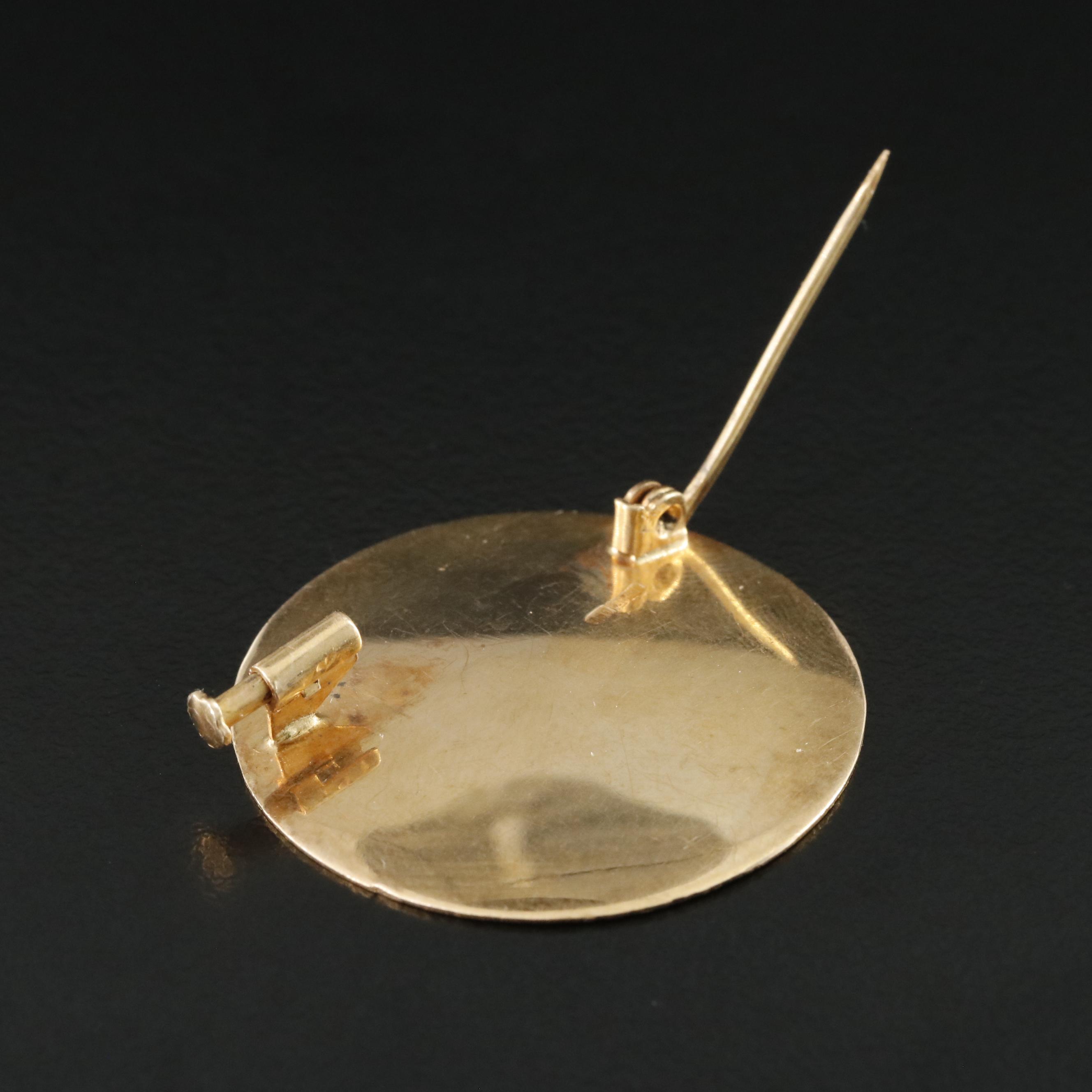 Vintage Italian 18K Hand Painted Portrait Brooch