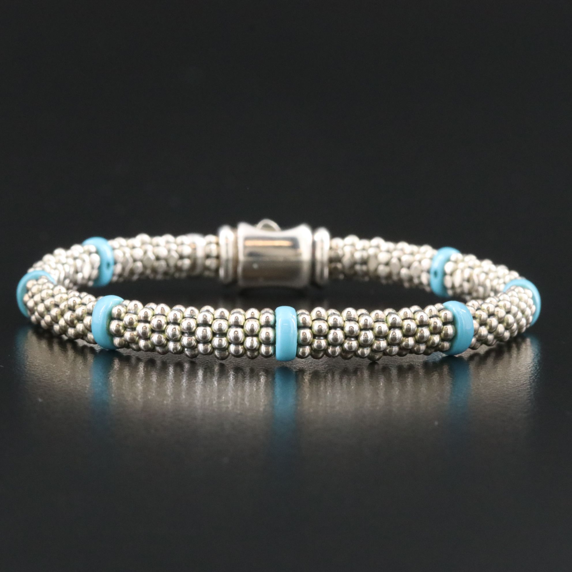 Lagos Blue Caviar Sterling Ceramic Station Bracelet