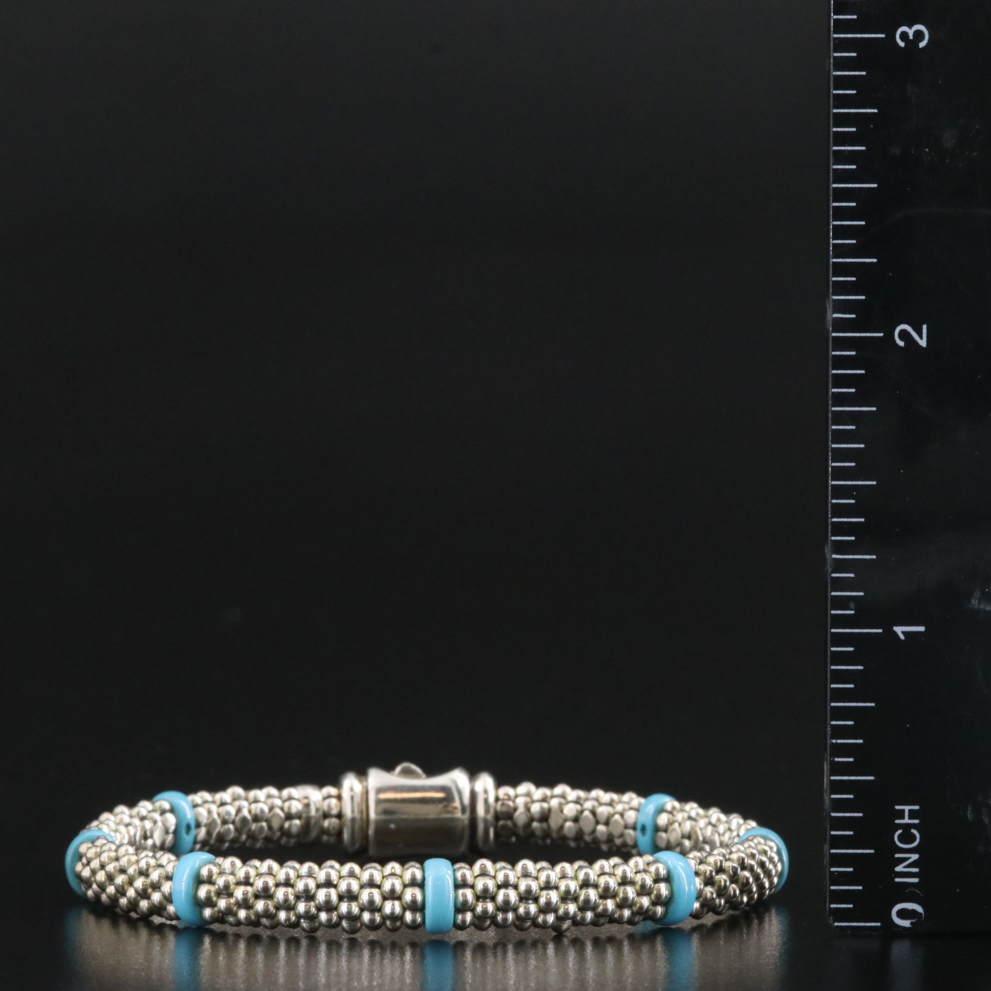 Lagos Blue Caviar Sterling Ceramic Station Bracelet