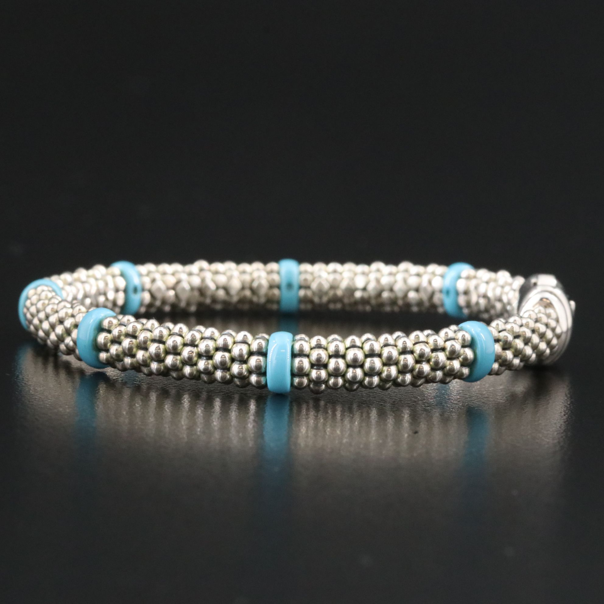 Lagos Blue Caviar Sterling Ceramic Station Bracelet