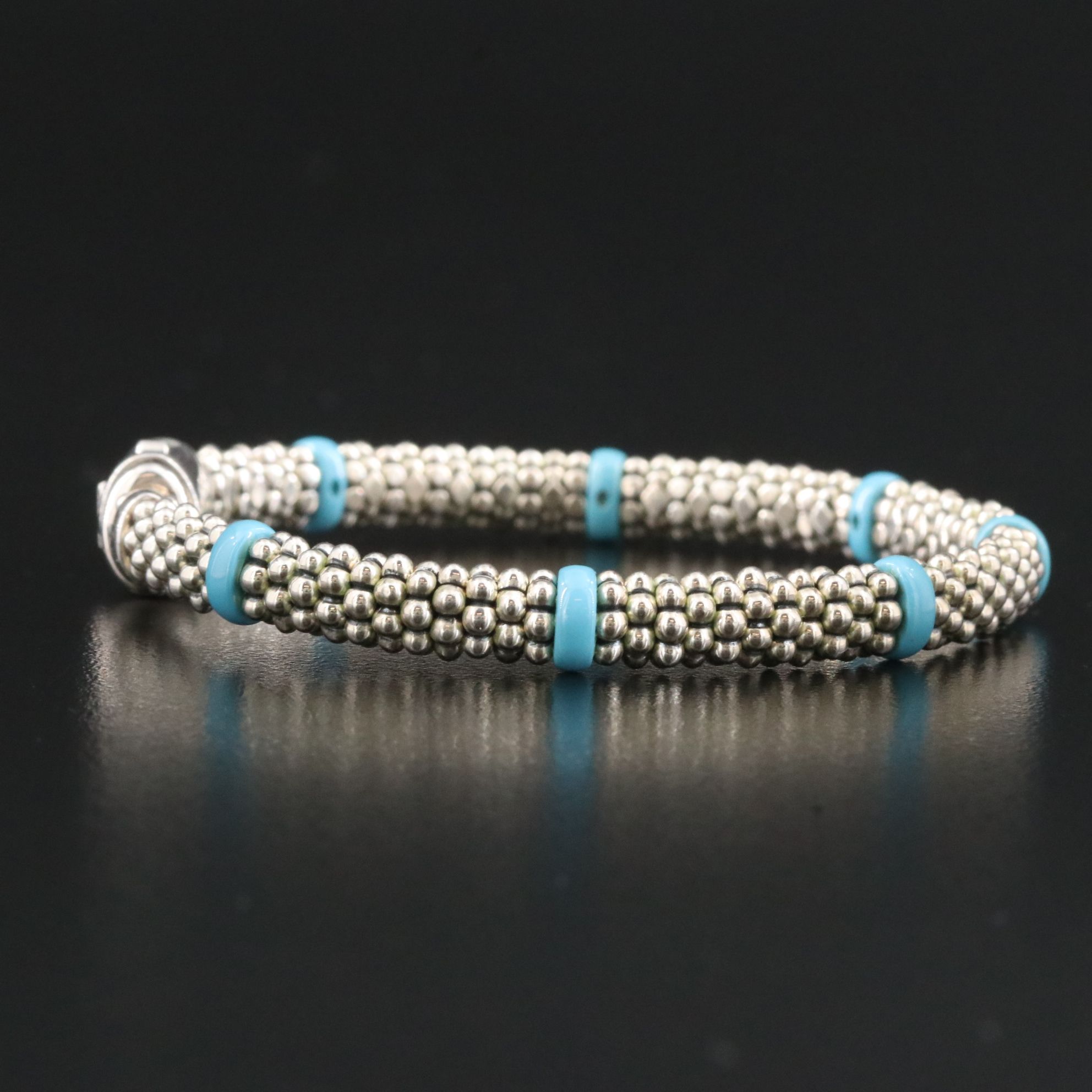 Lagos Blue Caviar Sterling Ceramic Station Bracelet