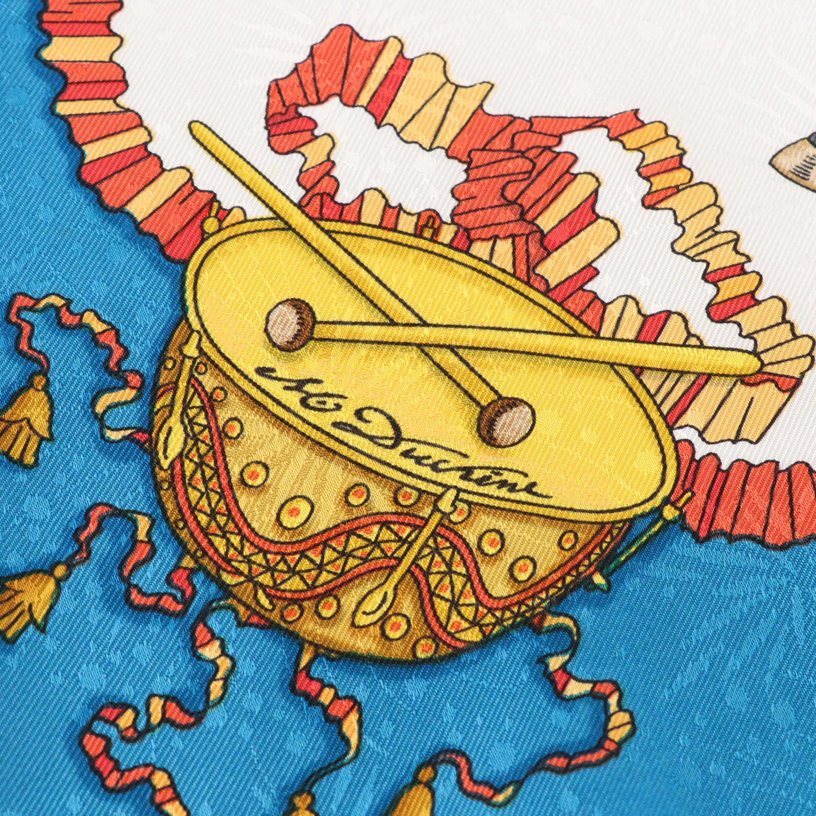 Hermès "Les Fêtes du Roi Soleil" Scarf 90 in Silk Jacquard