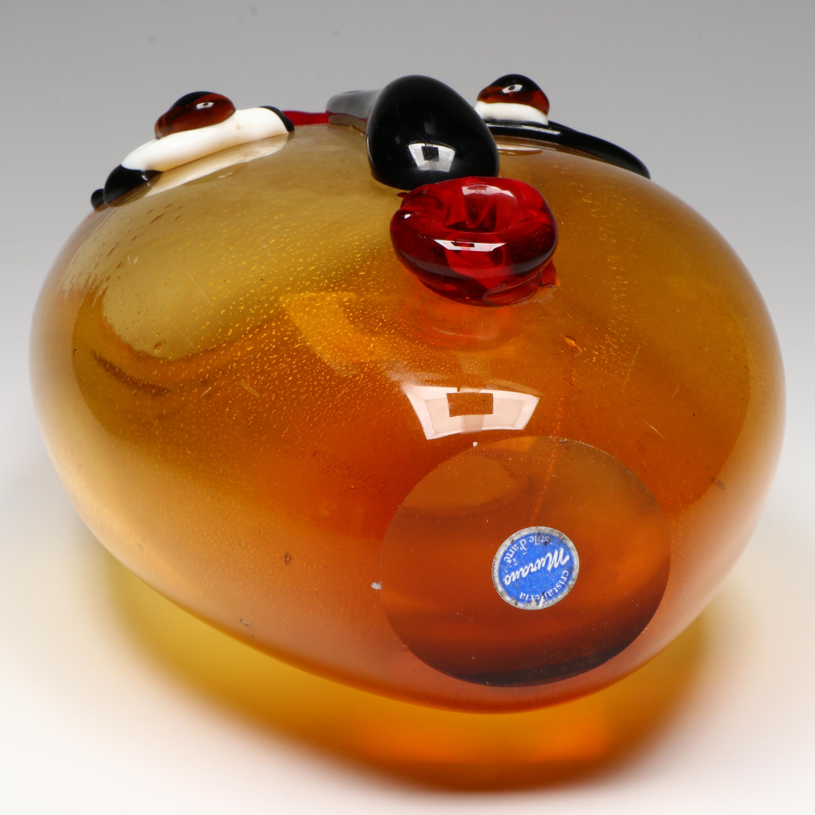 Murano Art Studio Funny Face Glass Vase