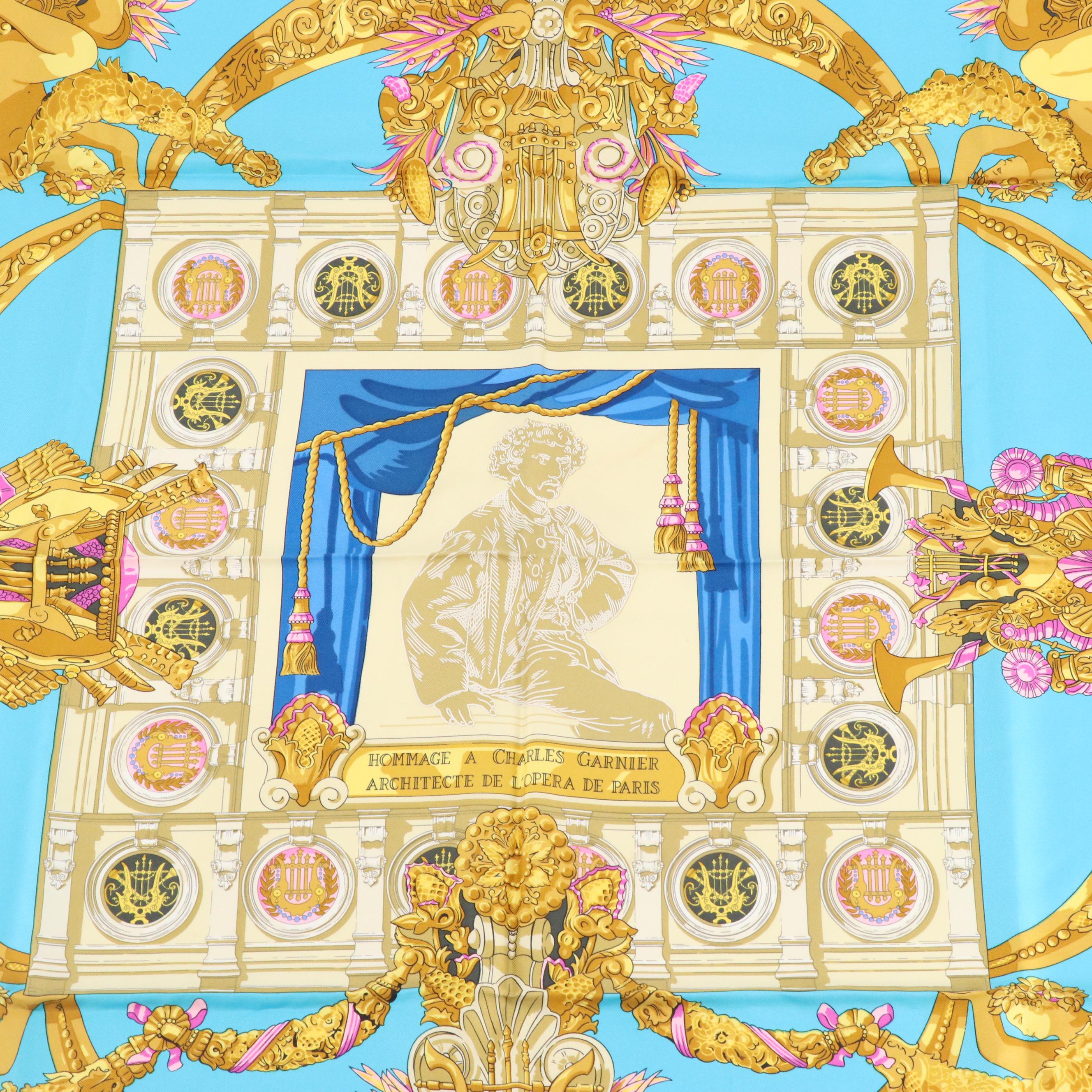 Hermès "Hommage A Charles Garnier" Silk Twill Scarf 90