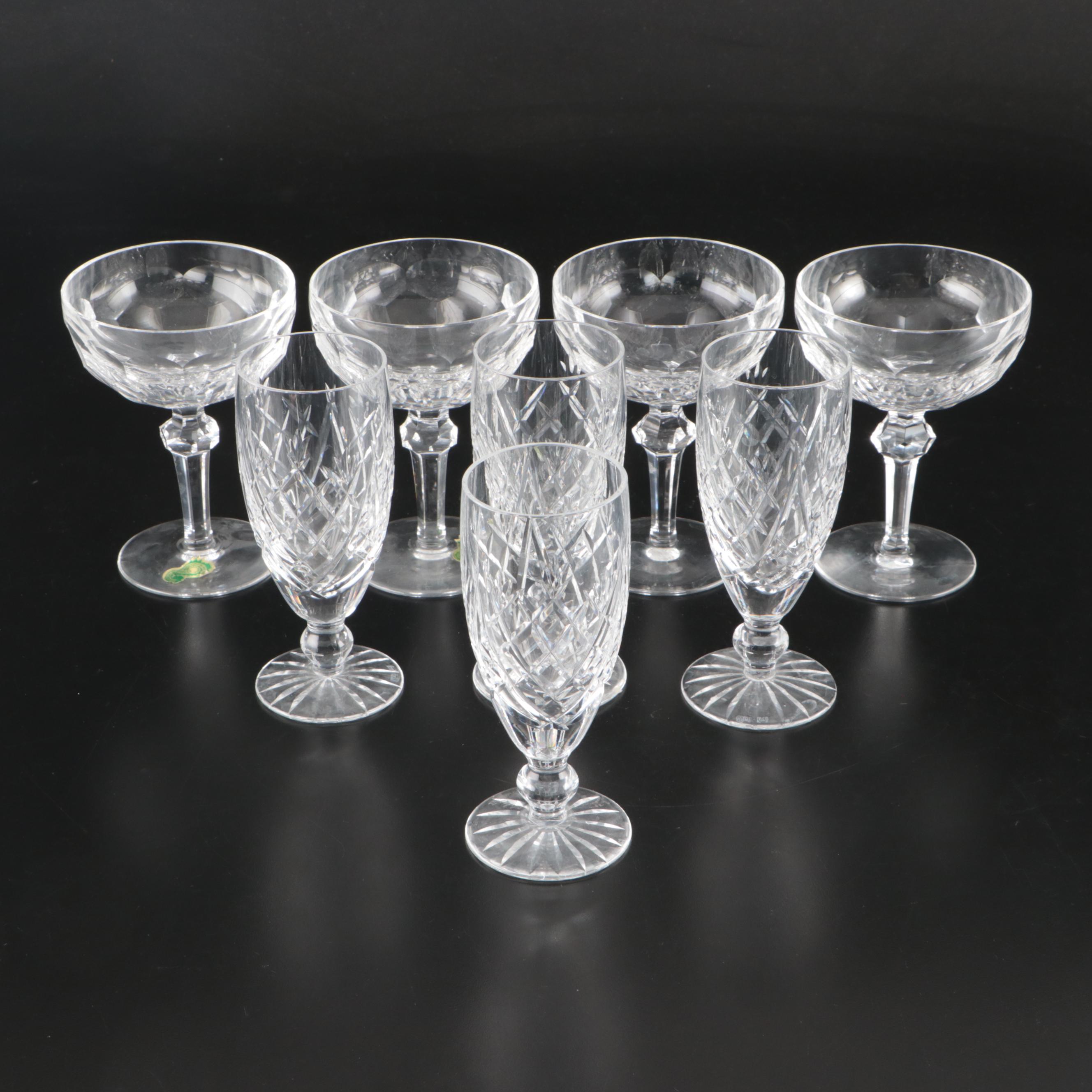 Waterford "Donegal" and "Curraghmore" Crystal Champagne Glasses