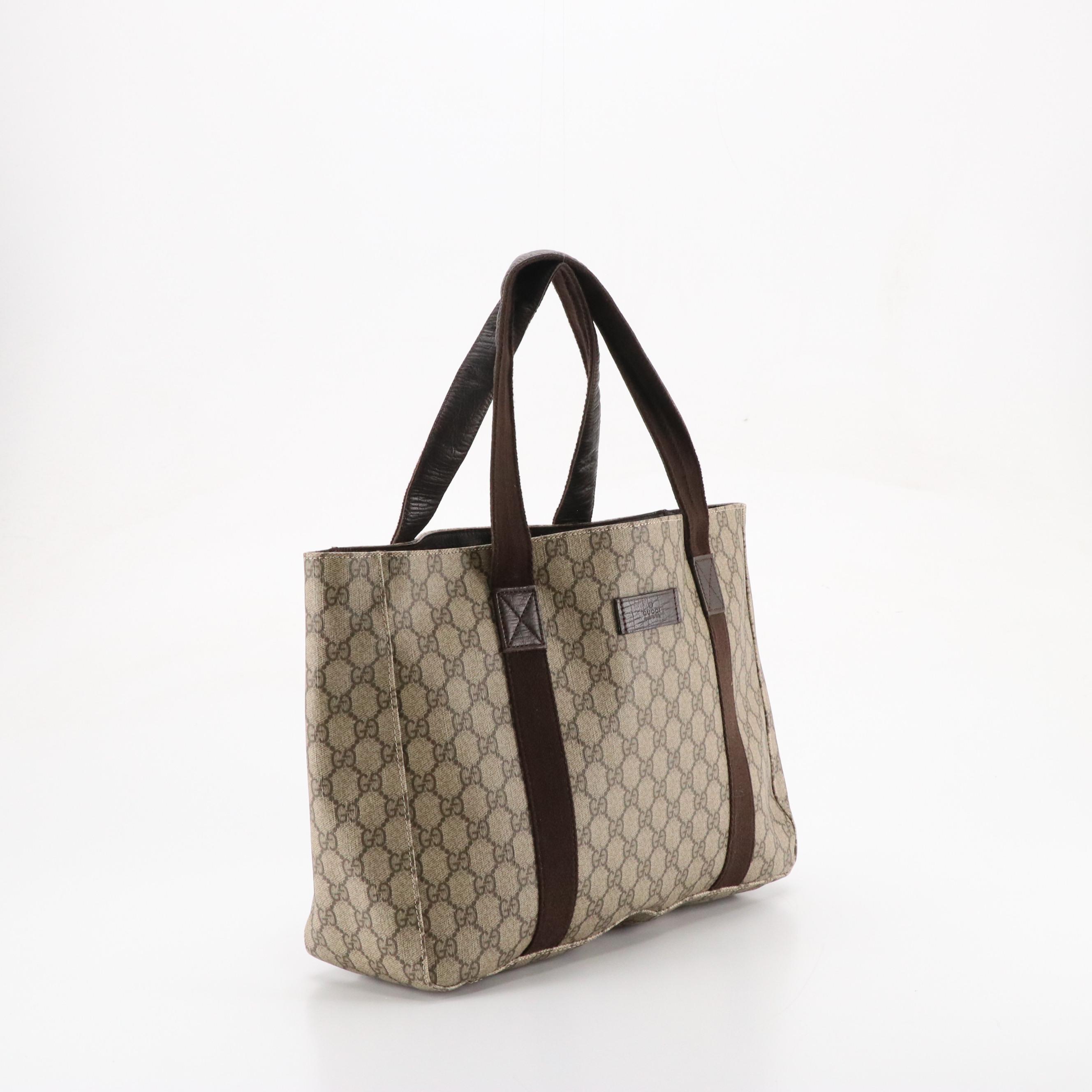 Gucci GG Supreme Canvas and Leather Tote Bag