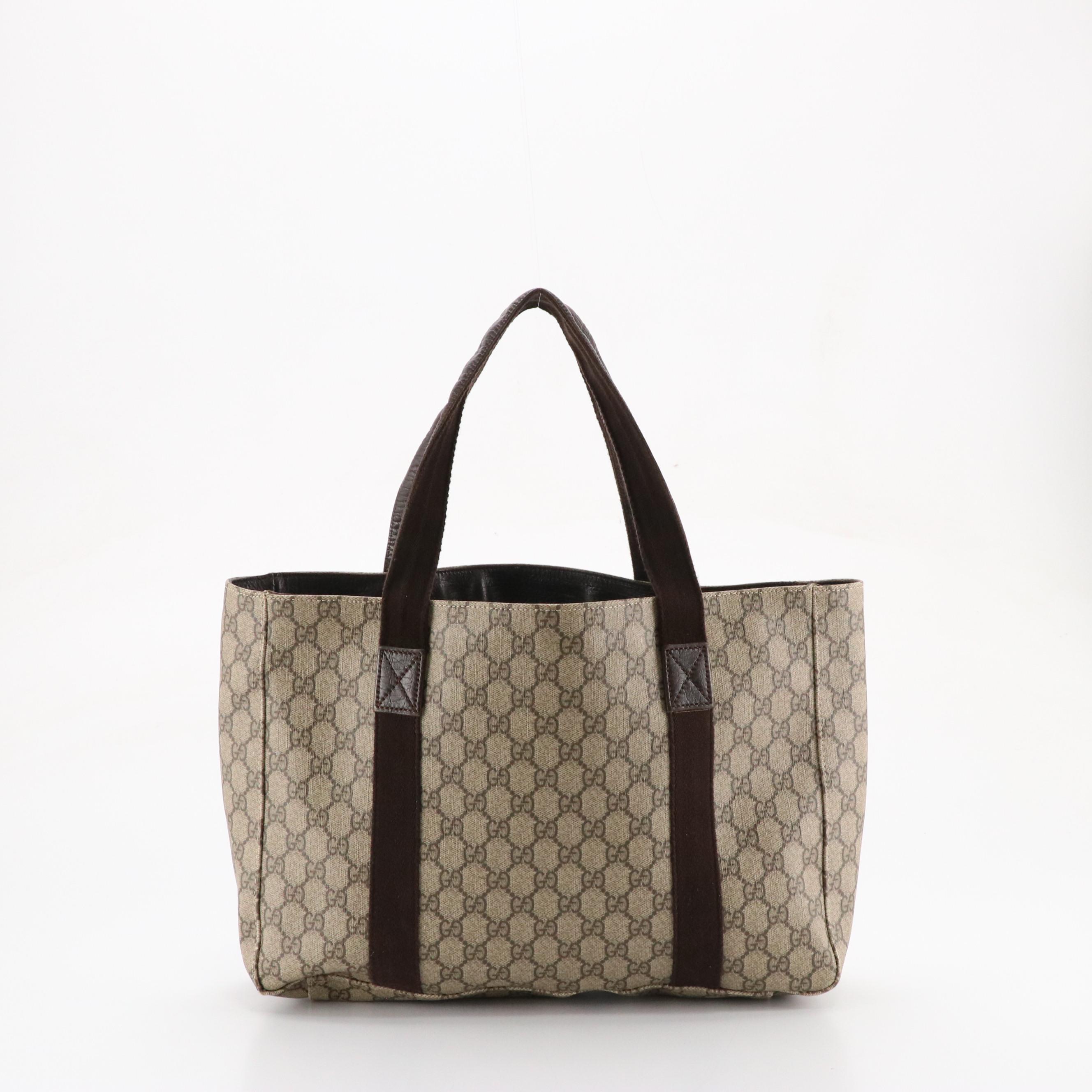 Gucci GG Supreme Canvas and Leather Tote Bag