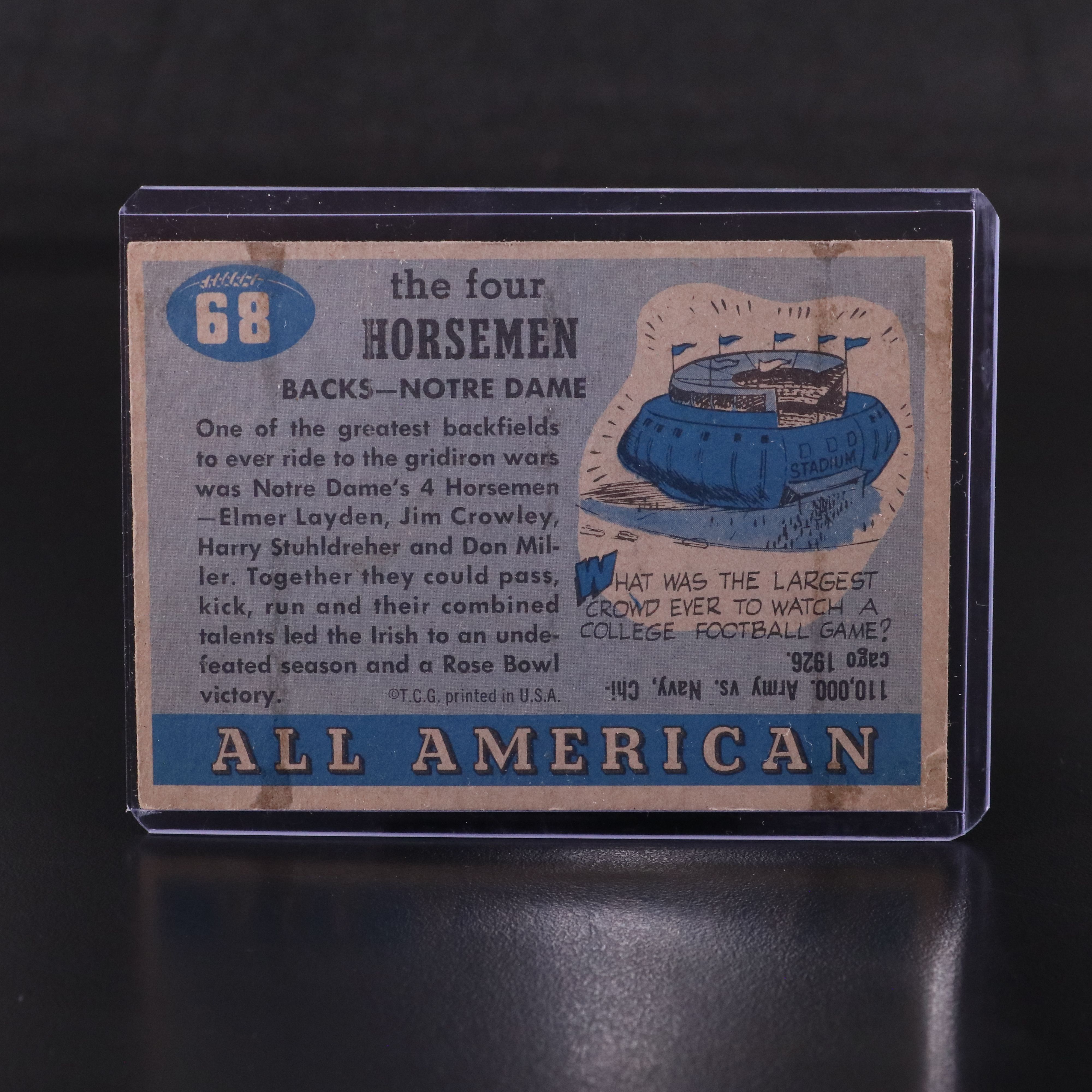 1955 Topps All American The Four Horsemen and Knute Rockne Football Cards
