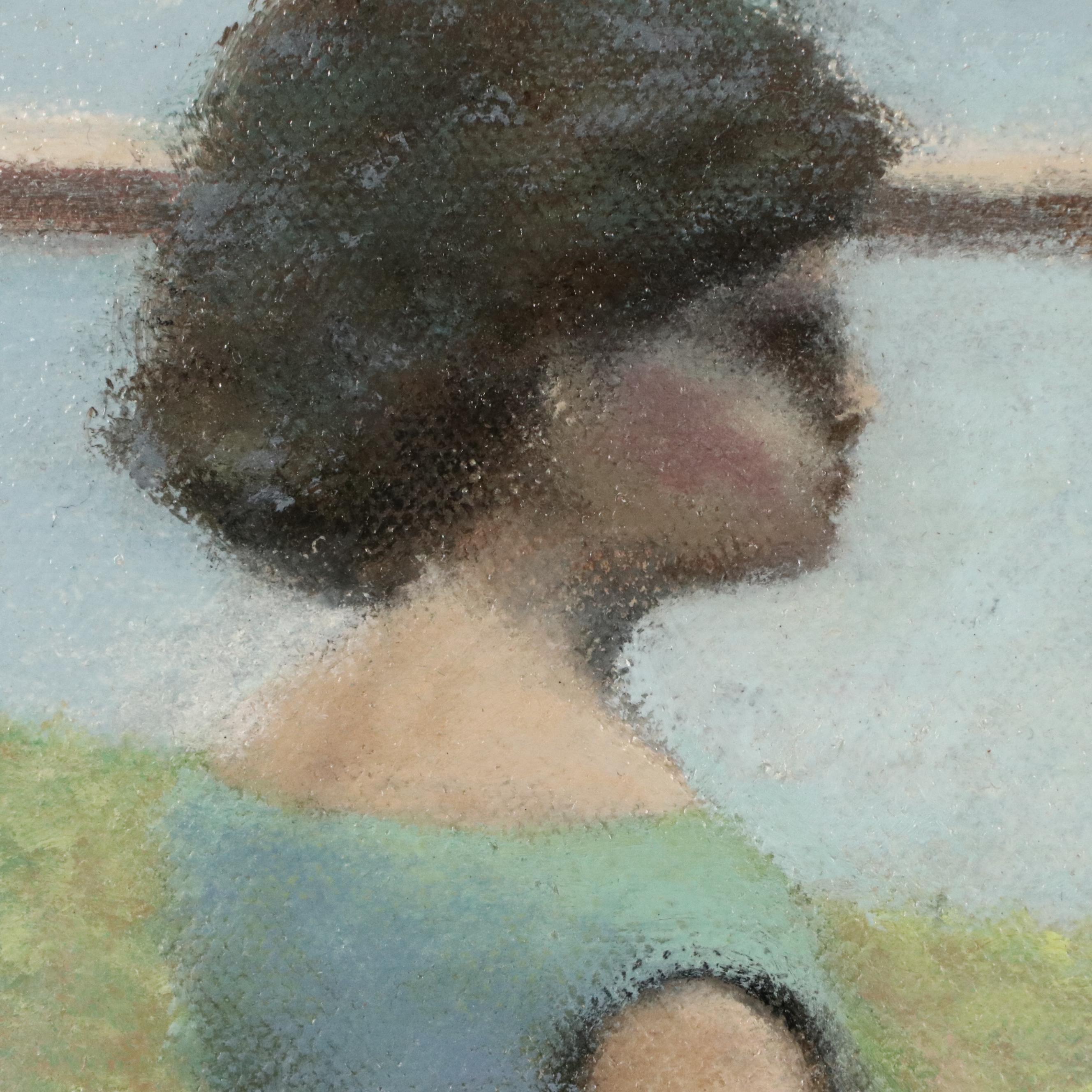 Alan Cours Oil Painting of Woman with Floral Arrangement, 21st Century