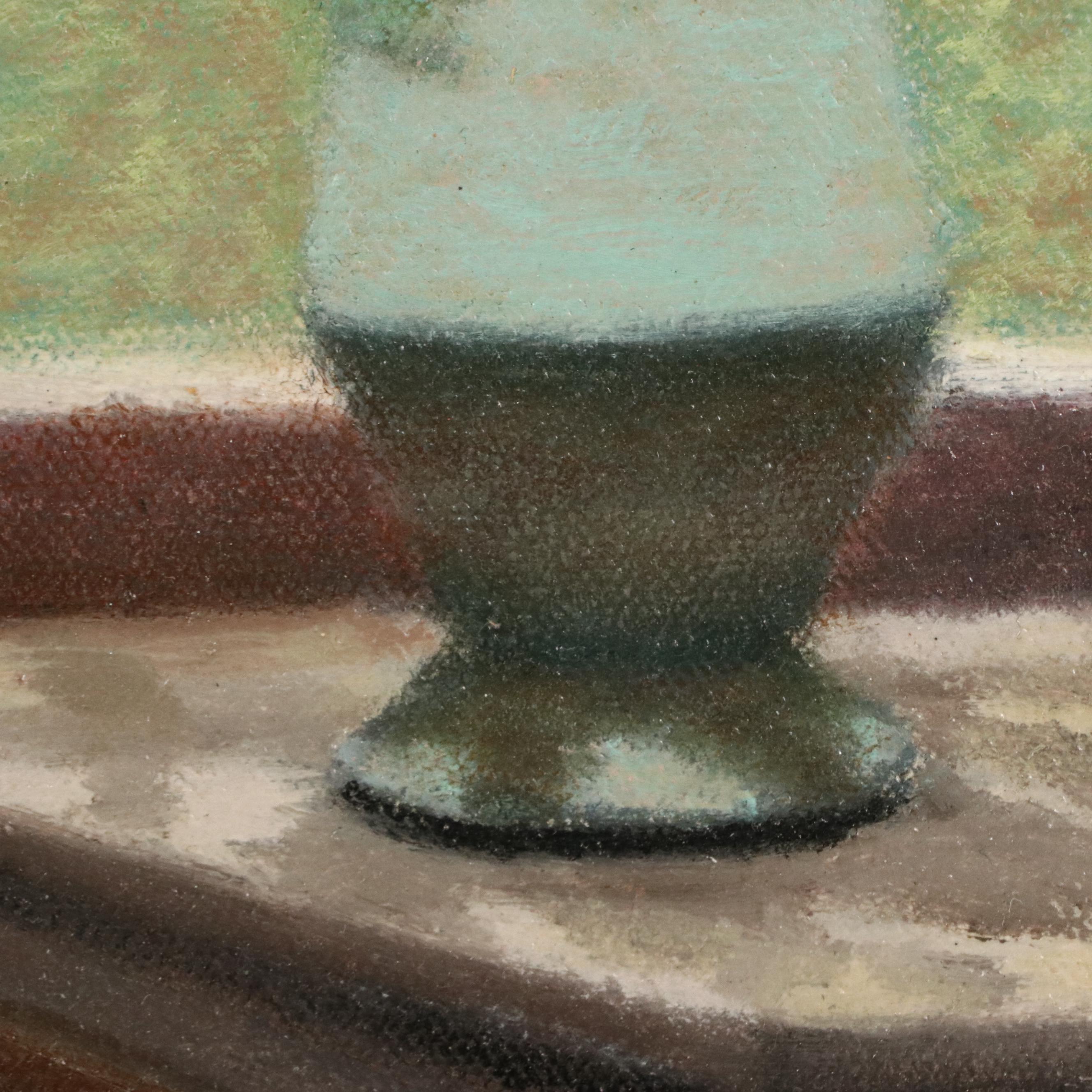 Alan Cours Oil Painting of Woman with Floral Arrangement, 21st Century