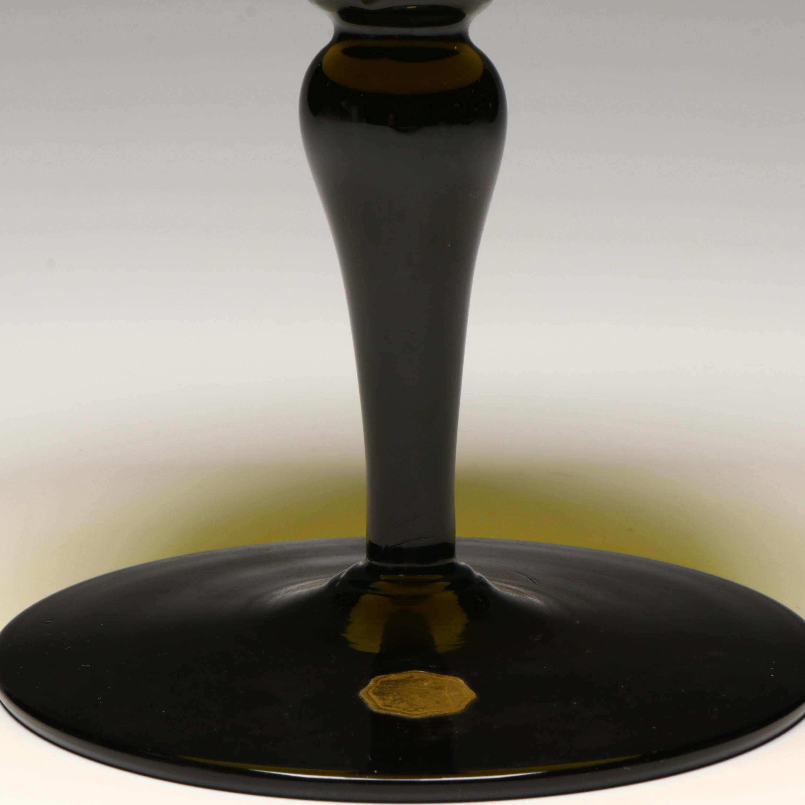 Italian Empoli Style Art Glass Compote, Mid to Late 20th Century