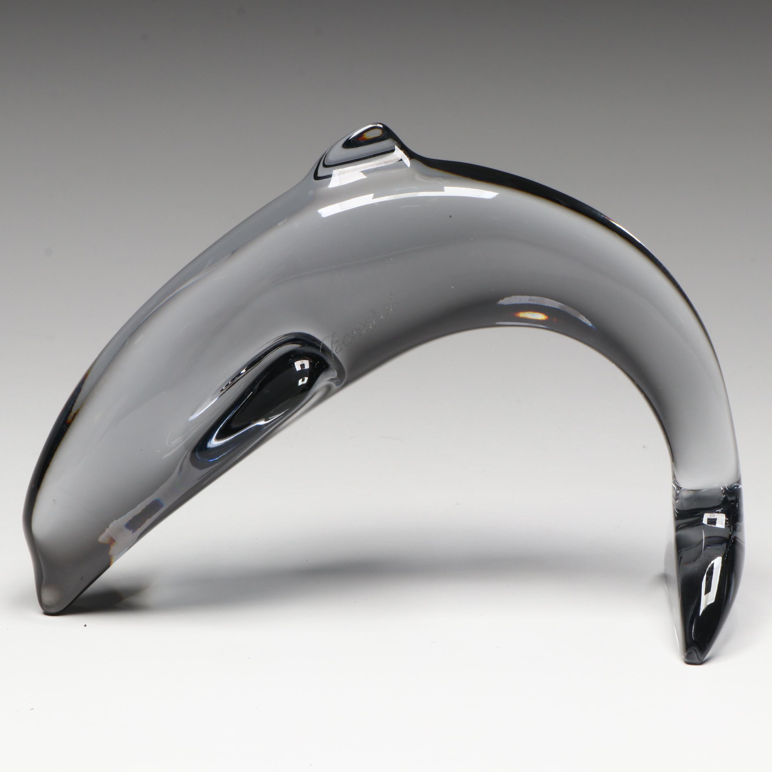 Baccarat "Diving Dolphin" Gray Crystal Figurine