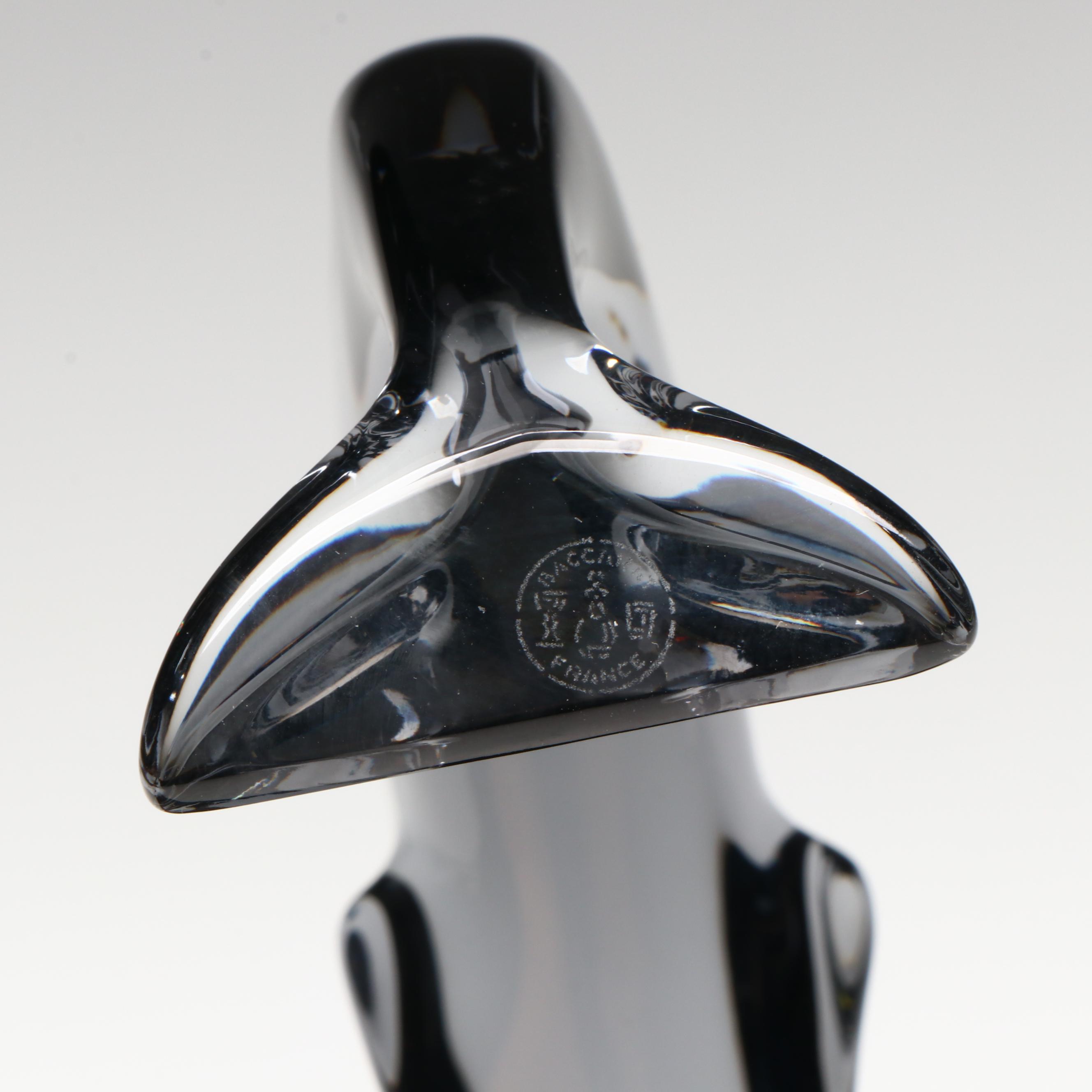 Baccarat "Diving Dolphin" Gray Crystal Figurine
