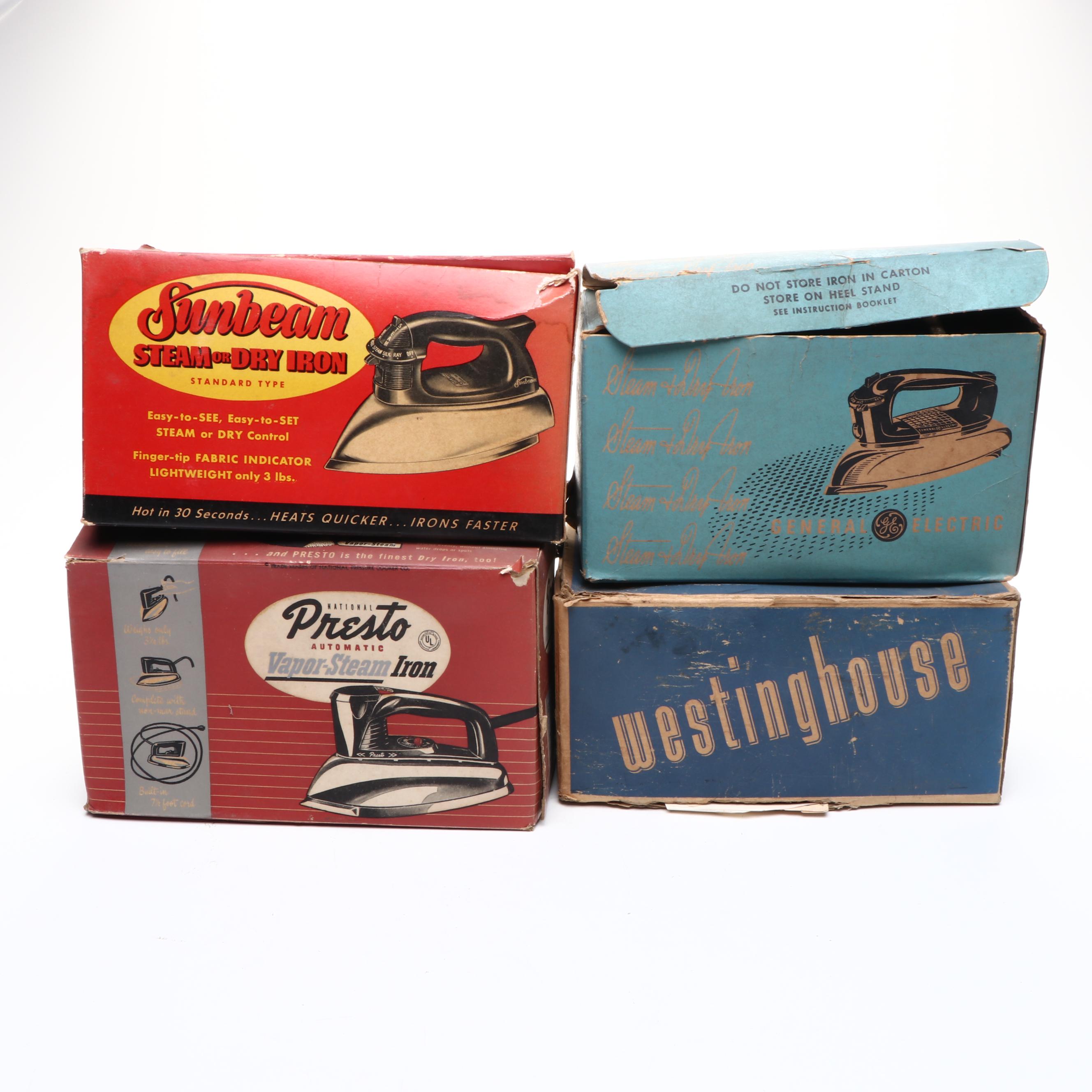 Sunbeam, Westinghouse, General Electric and Other Mid-Century Clothes Irons