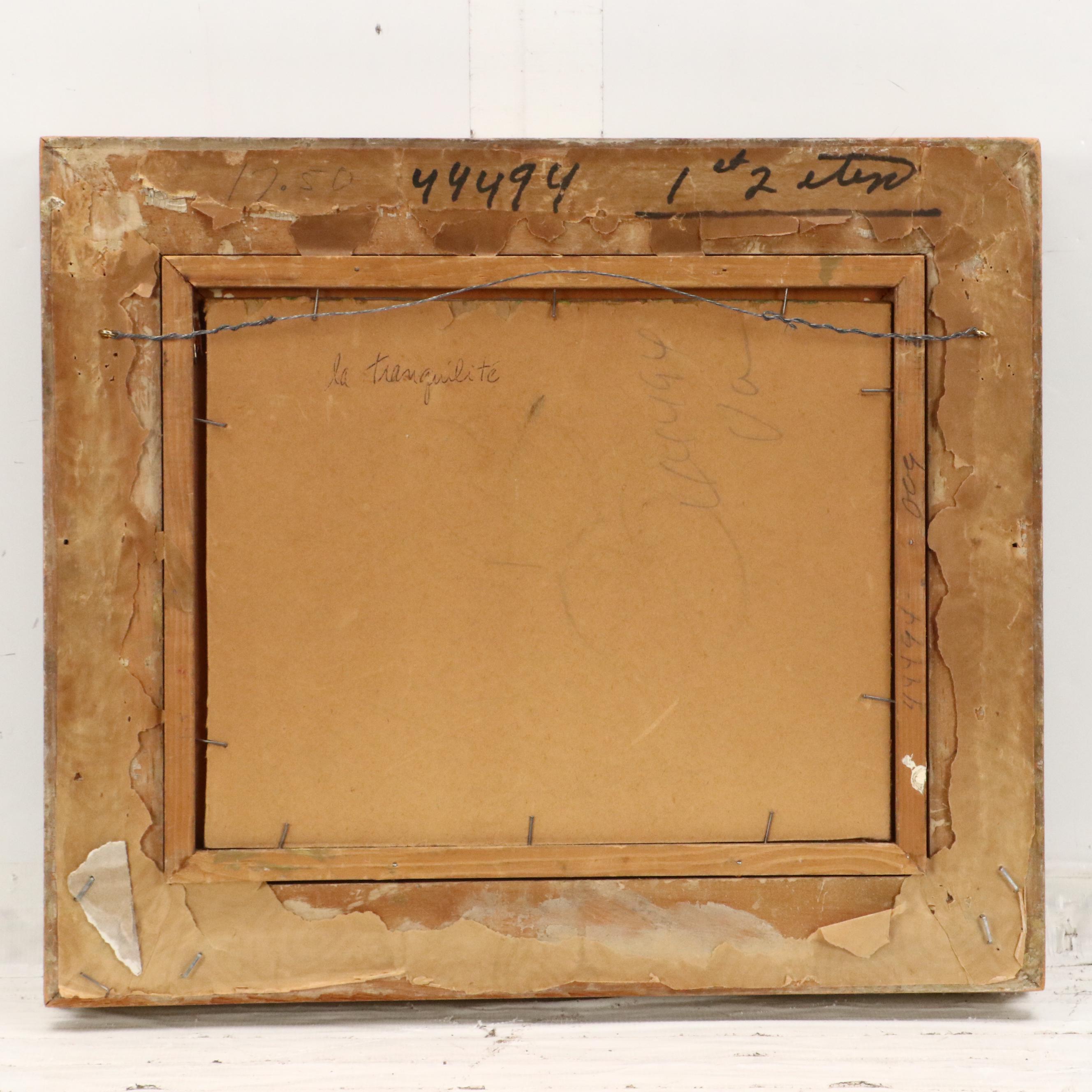 T. Arlis Oil Painting of Winter Landscape with Cabin, Late 20th Century